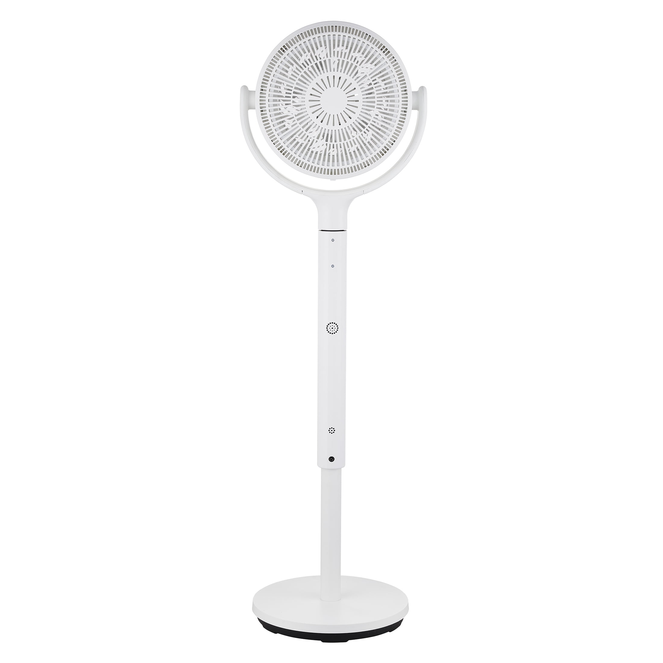 Midea Smart Pedestal Fan with Remote, 12-Speed Adjustable Height Oscillating Cooling Fan (White, 33.9-44.1 in) to45o
