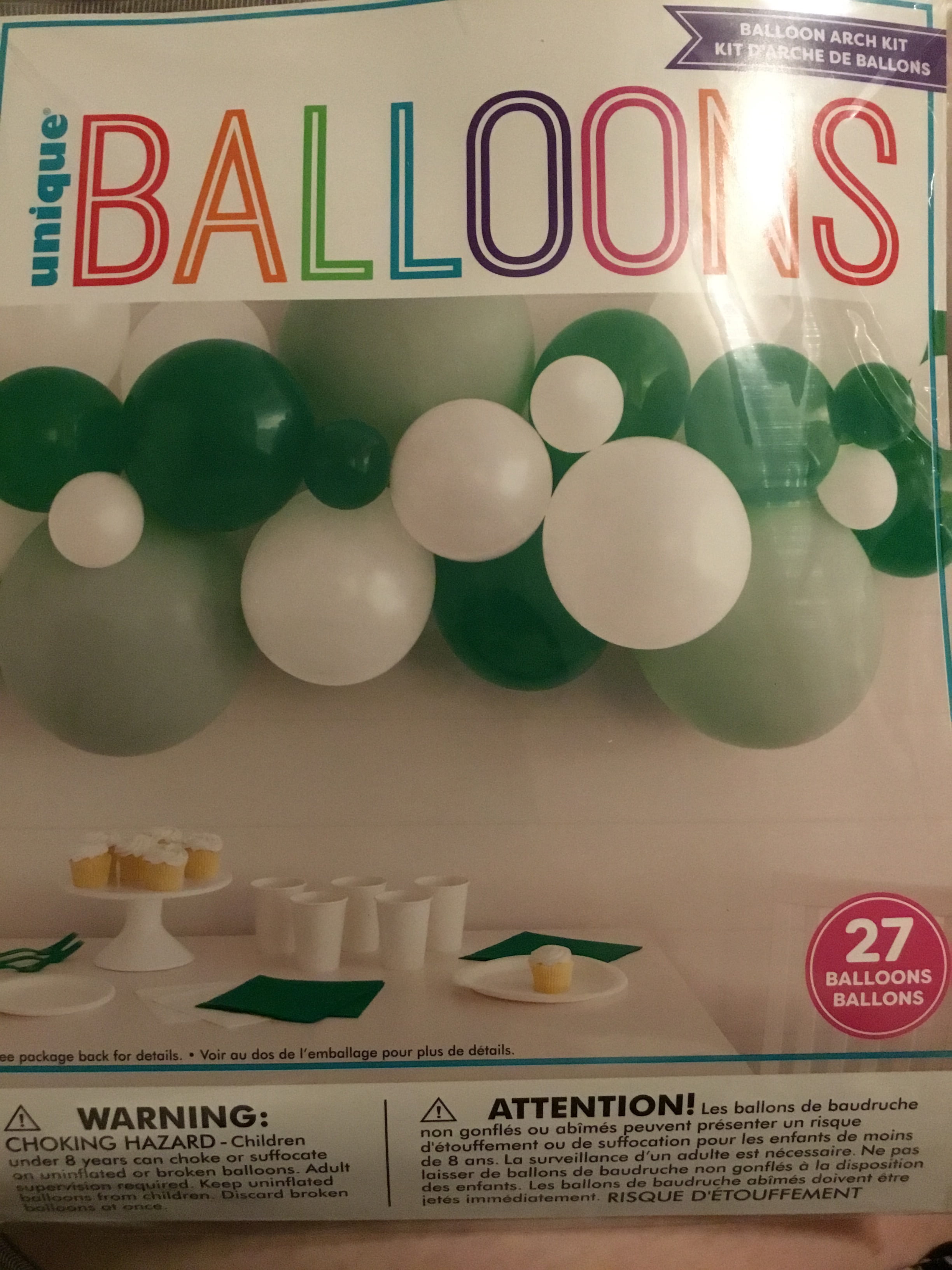 Unique Industries Balloon Arch Kit Matte Latex Decorative Party Supplies (White, Ivory, Green, 27 Count) kfjyp