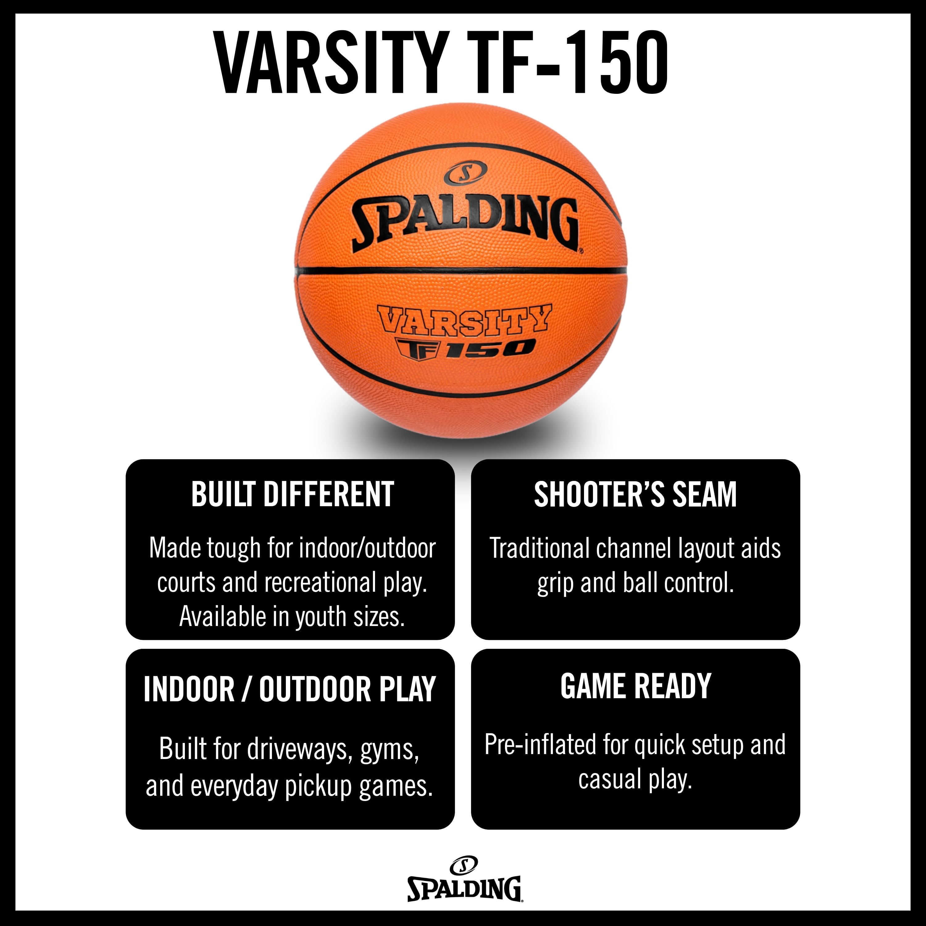 Spalding Varsity TF-150 Outdoor Basketball (Orange, 28.5 in) y2hvw