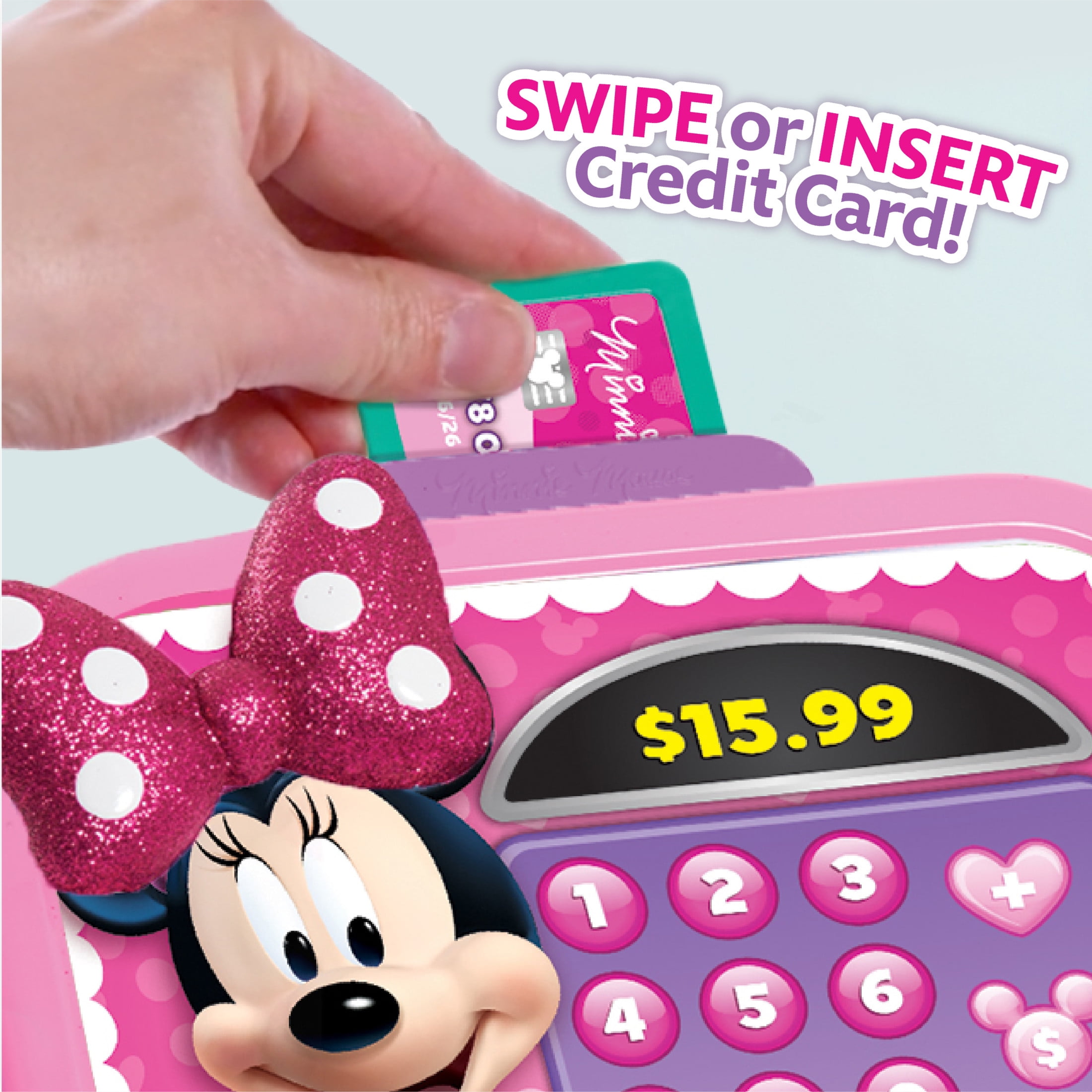 Minnie Mouse Bowtique Cash Register Interactive Pretend Play Set with Scanner and Play Money (1 Set) l3qqj