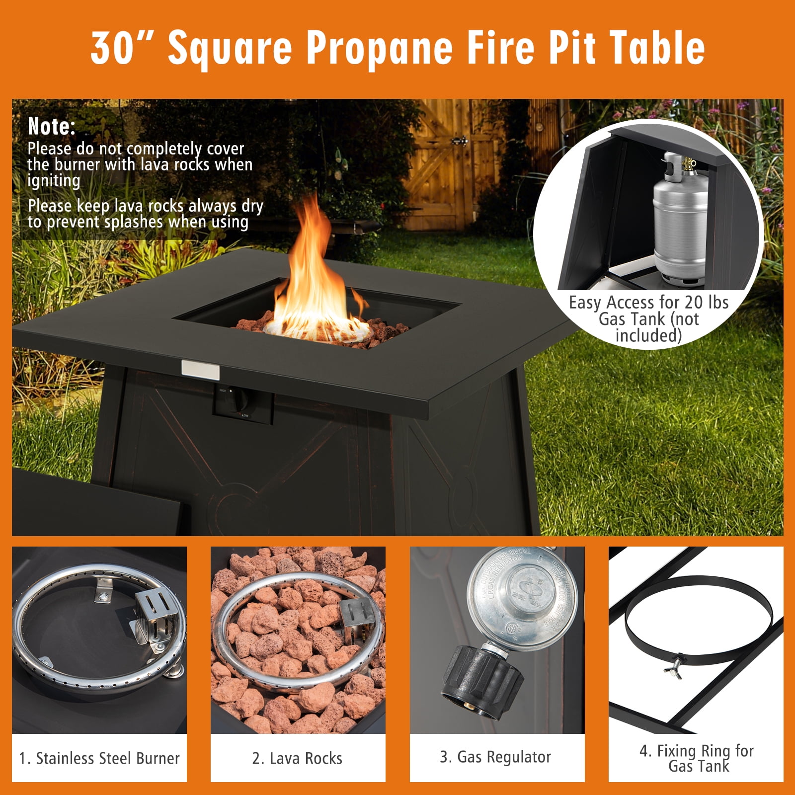 Topbuy 5-Piece Outdoor Patio Furniture Set with Propane Fire Pit Table and PE Wicker Conversation Seating (Beige, 5-Piece) 8dvxh