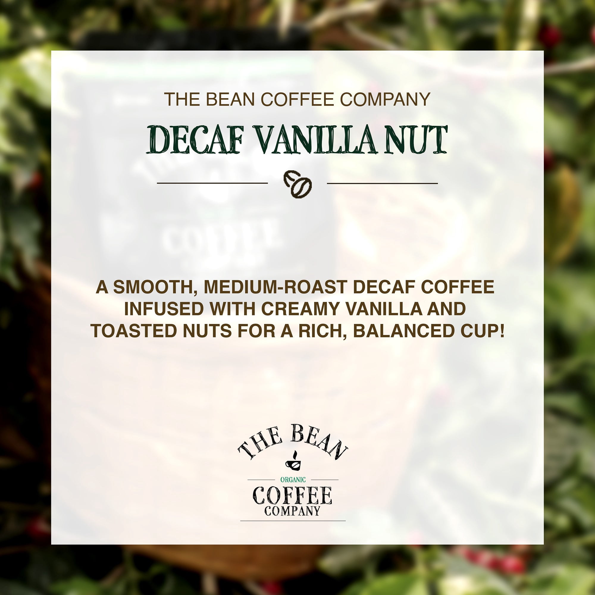 The Bean Organic Coffee Company Water Processed Decaf Vanilla Nut Medium Roast Ground Coffee (16 oz) lfjor