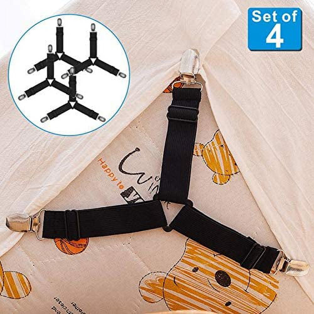 COWIN Adjustable Bed Sheet Holder Straps, Triangle Non-Slip Elastic Mattress Corner Clips (Set of 4, 7 in to 18.7 in) z07kz