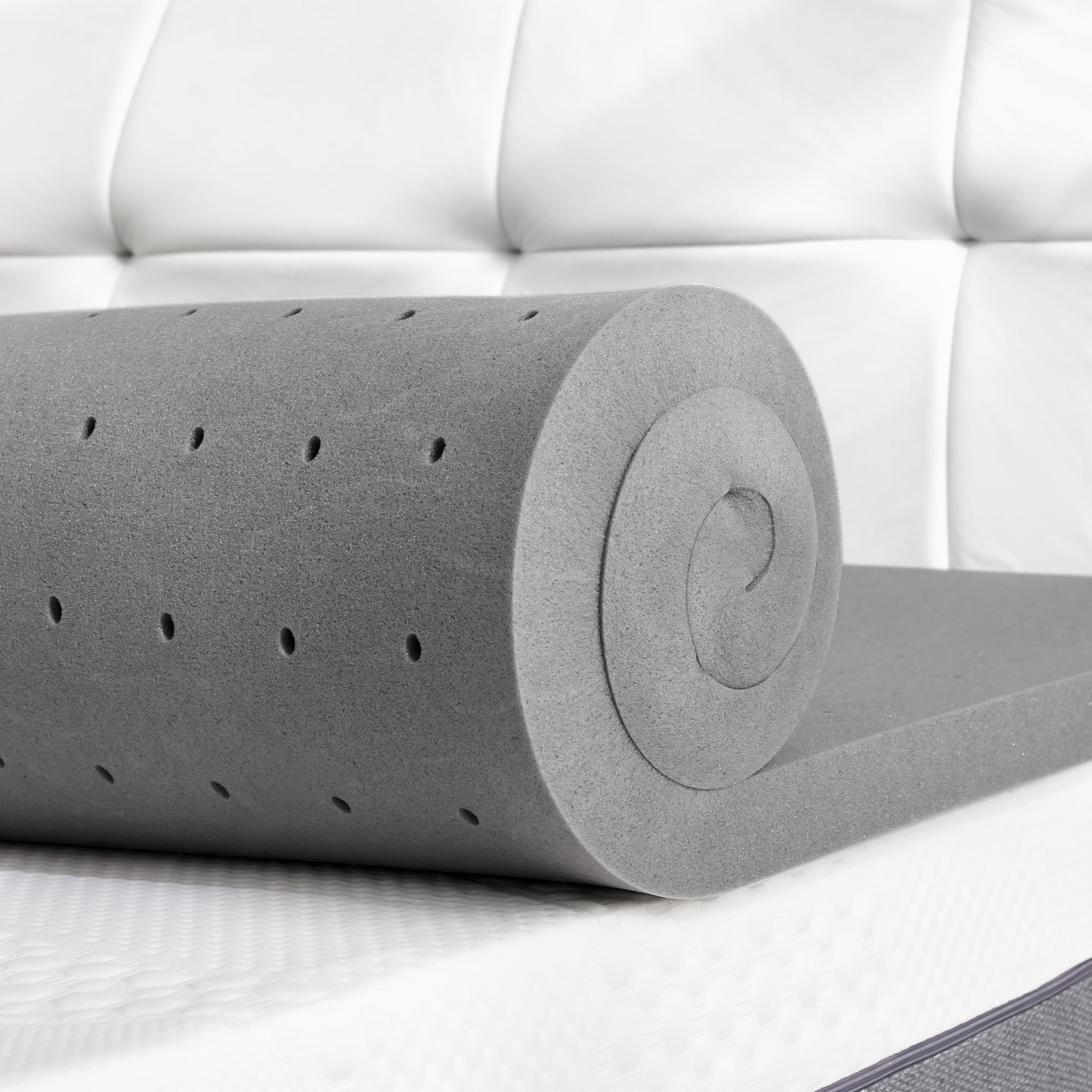 BDEUS Cooling Gel Memory Foam Mattress Topper, Supportive Bed Pad for Pressure Relief (Gray, Twin Size, 2 in) nw15h