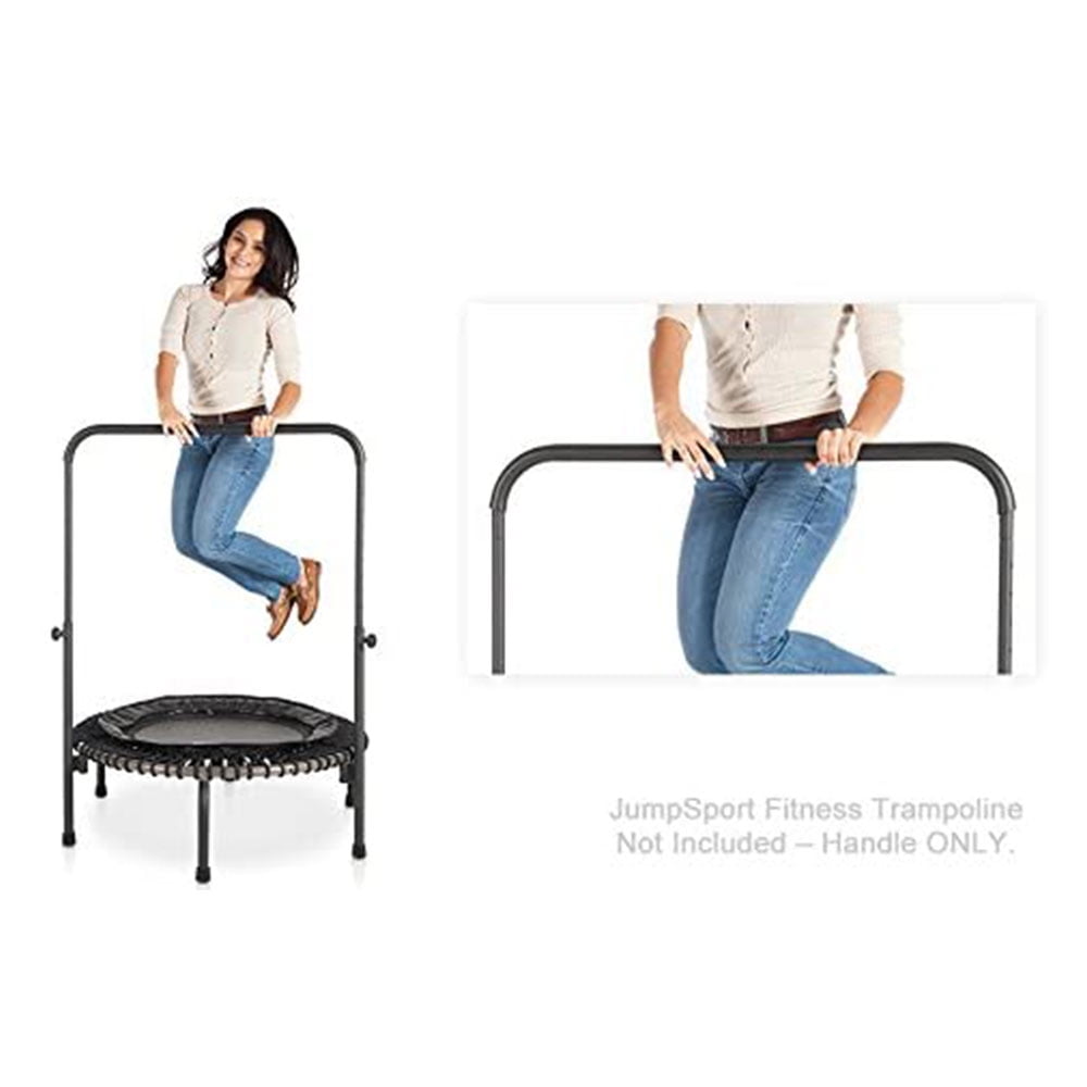 JumpSport 370 PRO Indoor Fitness Trampoline with Adjustable Handle Bar (Black, 39 in) hq6eu