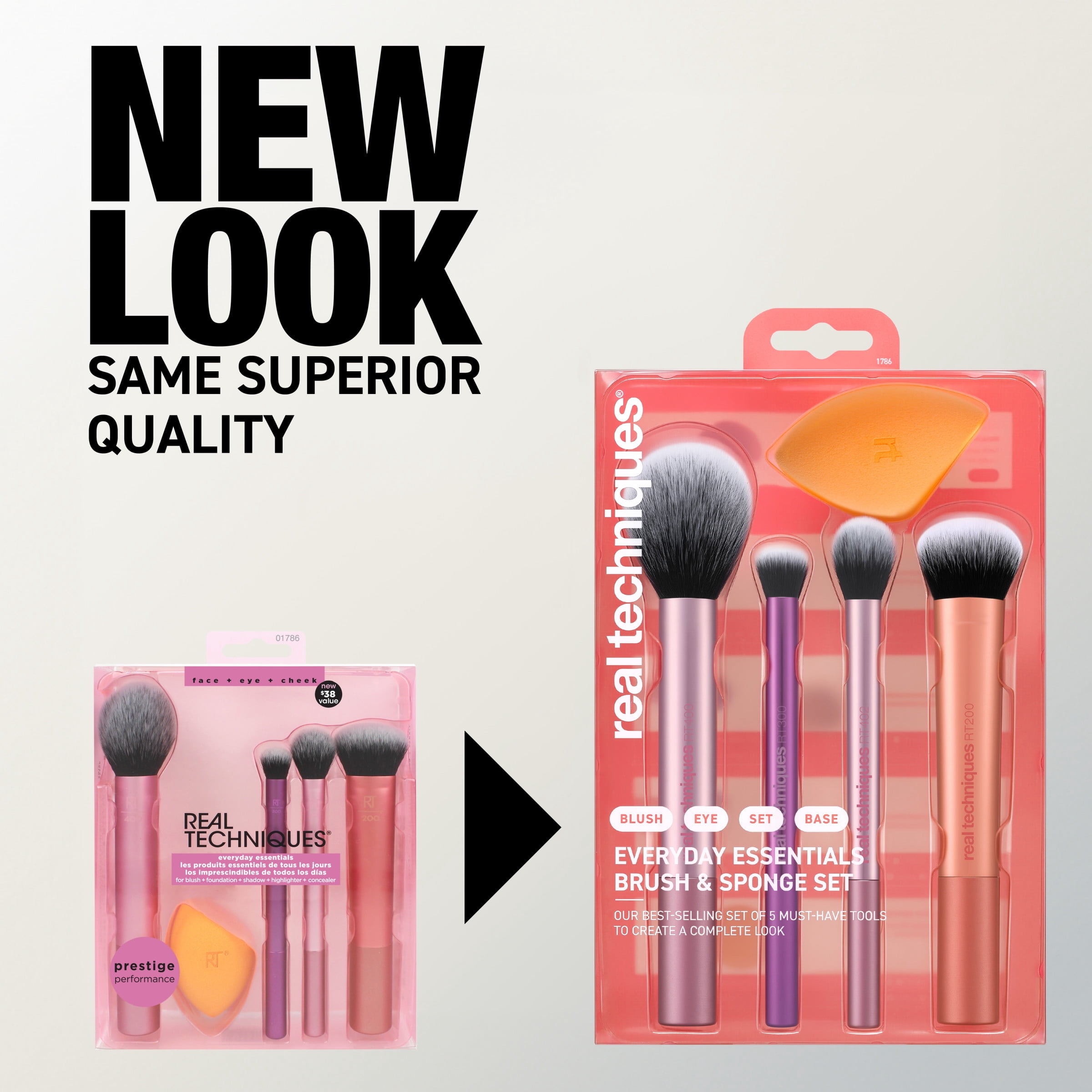 Real Techniques Everyday Essentials Makeup Brush and Beauty Sponge Set (5 Piece Set) 56jay