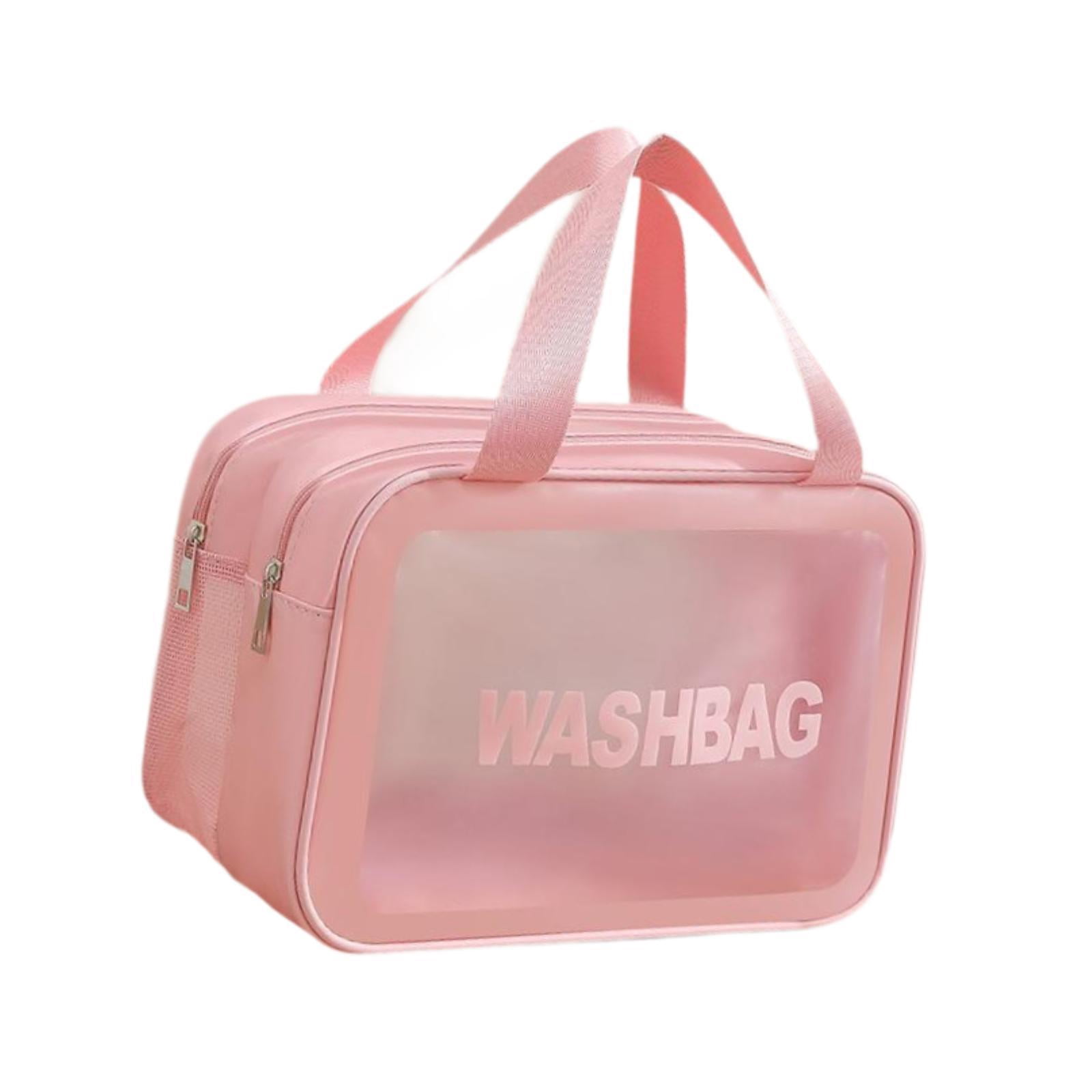 Dolity Travel Toiletry Bag Cosmetic Organizer with Handle (Pink, 10.2 in x 5.9 in x 6.3 in) 6vbl2