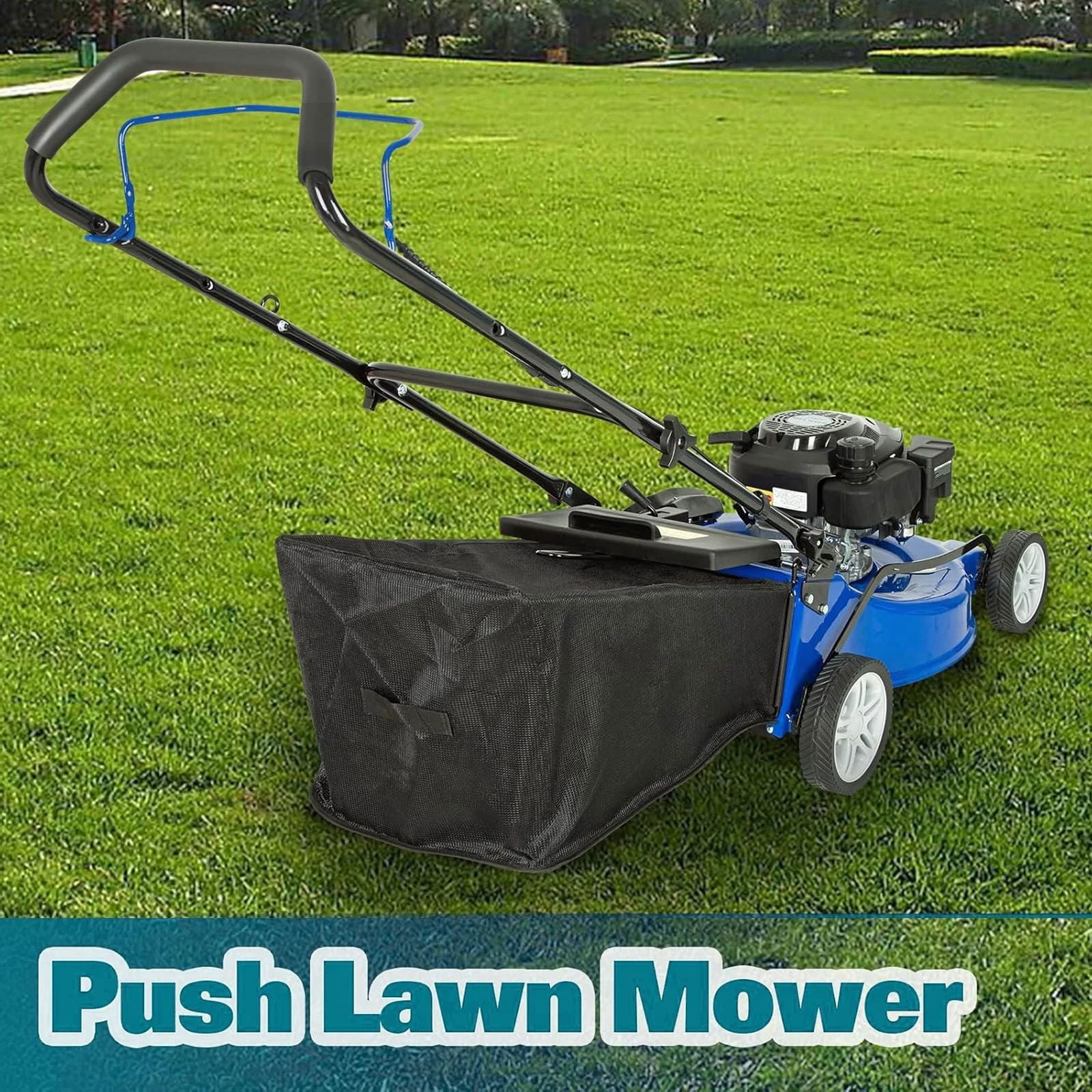 ANLIBATT 21-Inch Gas Push Lawn Mower (201cc 4-Cycle Engine, 3-in-1 Mulching & Bagging, Blue, 21 in) ji1d3