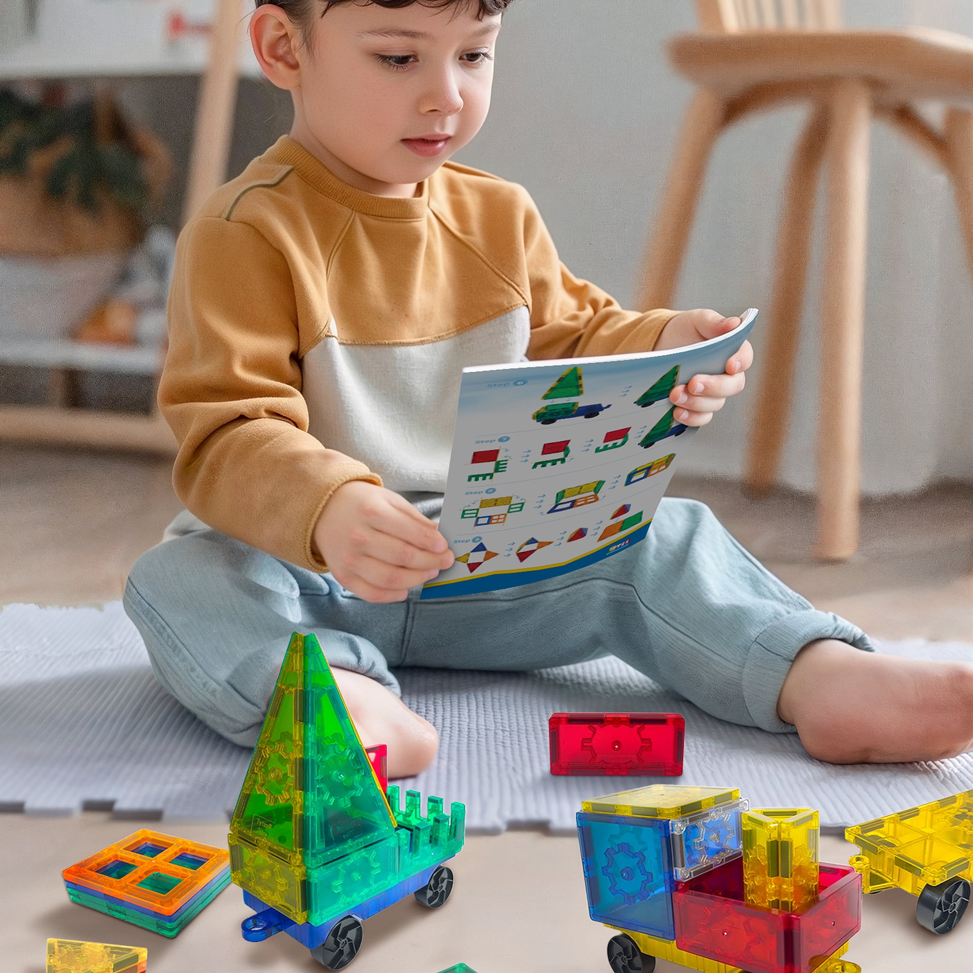 Tytan Disney Junior Mickey Mouse Magnetic Tile Building Set (41-Piece STEAM Learning Toy) xa3cs