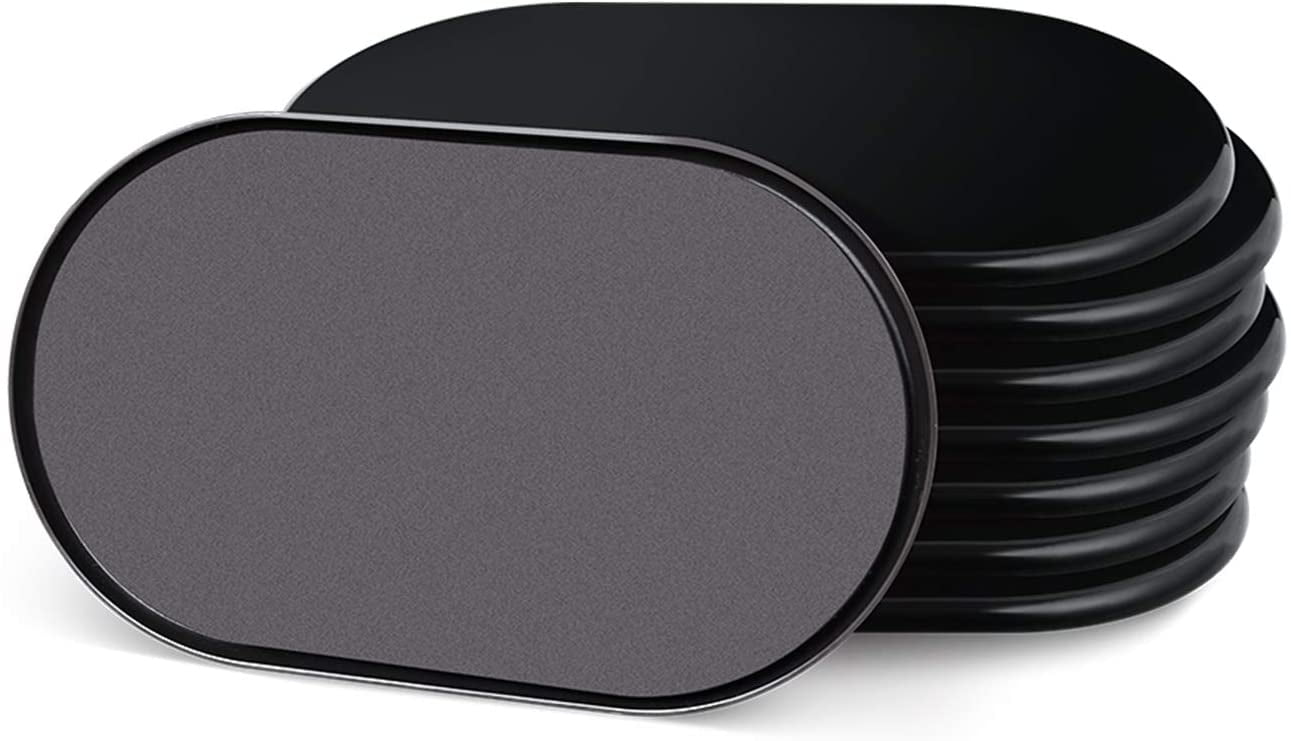 Ezprotekt Reusable Large Furniture Sliders for Carpet, Heavy-Duty Oval Plastic Movers (Black, 8 Pack, 9.5 in x 5.75 in) lrggd