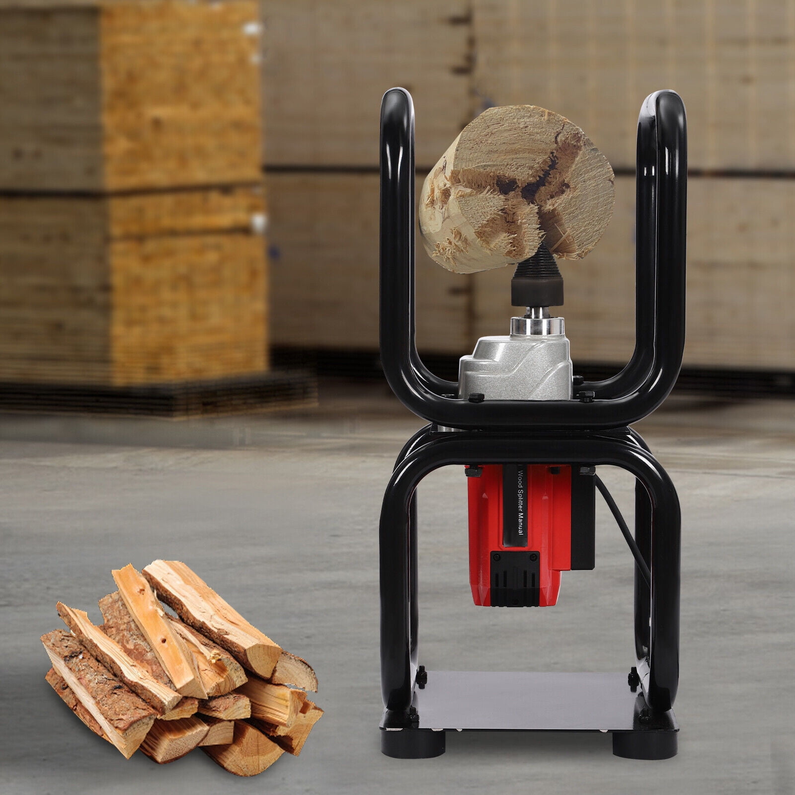 TFCFL Electric Log Splitter, 3.3KW Heavy-Duty Firewood Splitting Machine (Black, 450 RPM) wu2b3