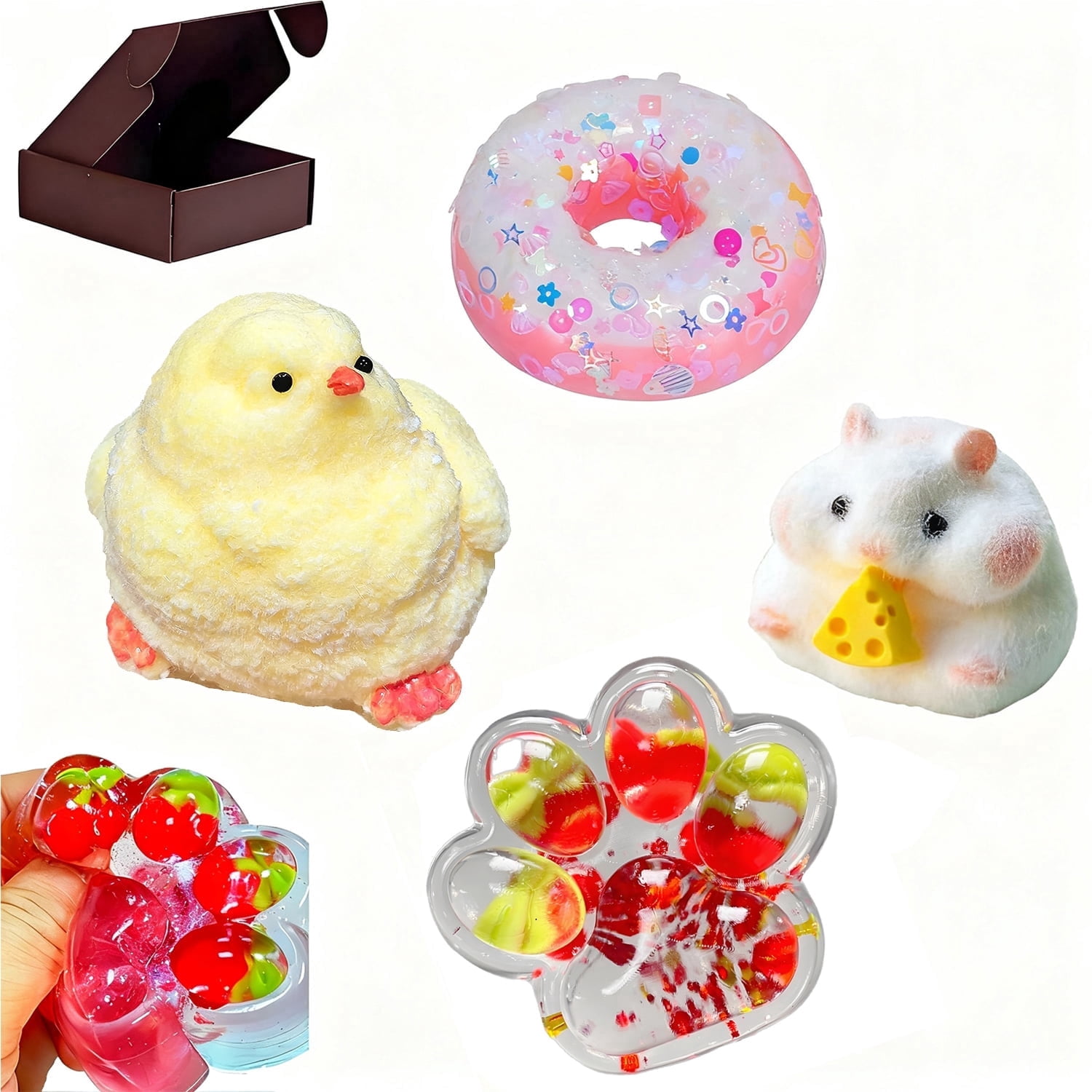 jQMUHLC Taba Squishy Fidget Toys Sensory Stress Relief Set (Multi-Color, 4 Pack) x3q0l