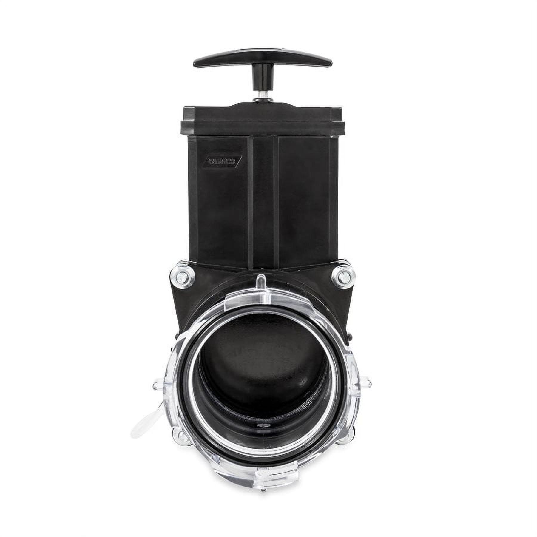 Camco RV Gate Valve Replacement for Sewer Systems (Black and Clear, 3 in) yegsg