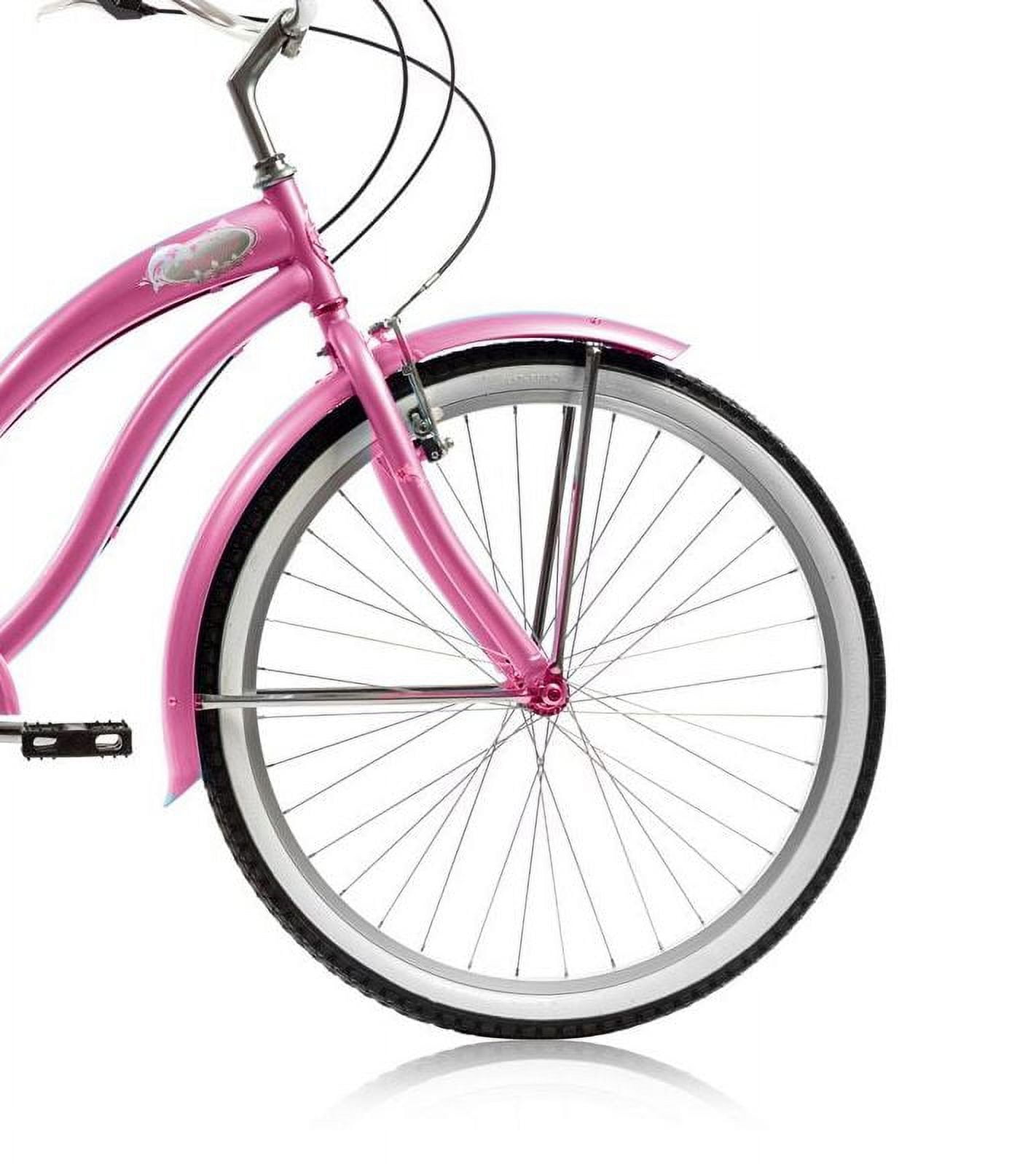 Wonder Wheels 26 in. Beach Cruiser Bicycle (7 Speed, Pink Rims) l51w2