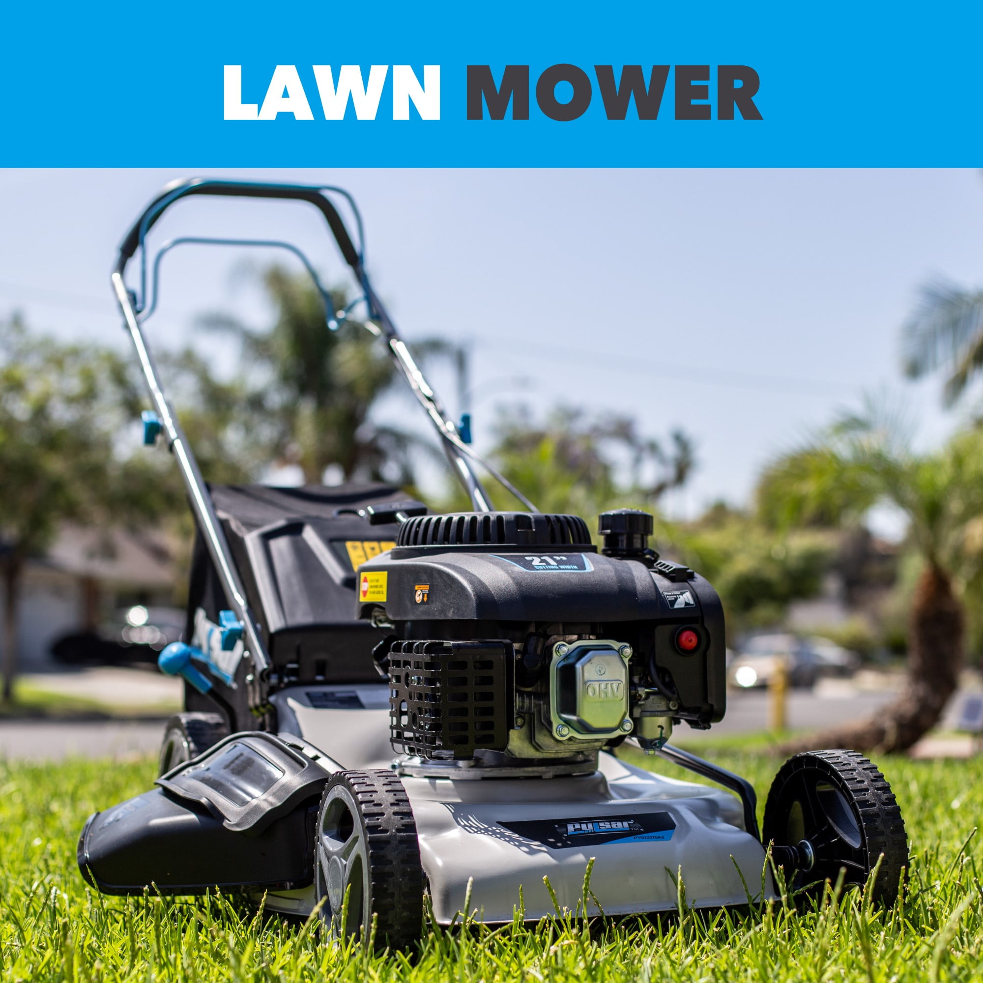 Pulsar Self-Propelled Gas Lawn Mower, 200cc 4-Stroke Engine, 3-in-1 Cutting System (White, 21 in) 8198v