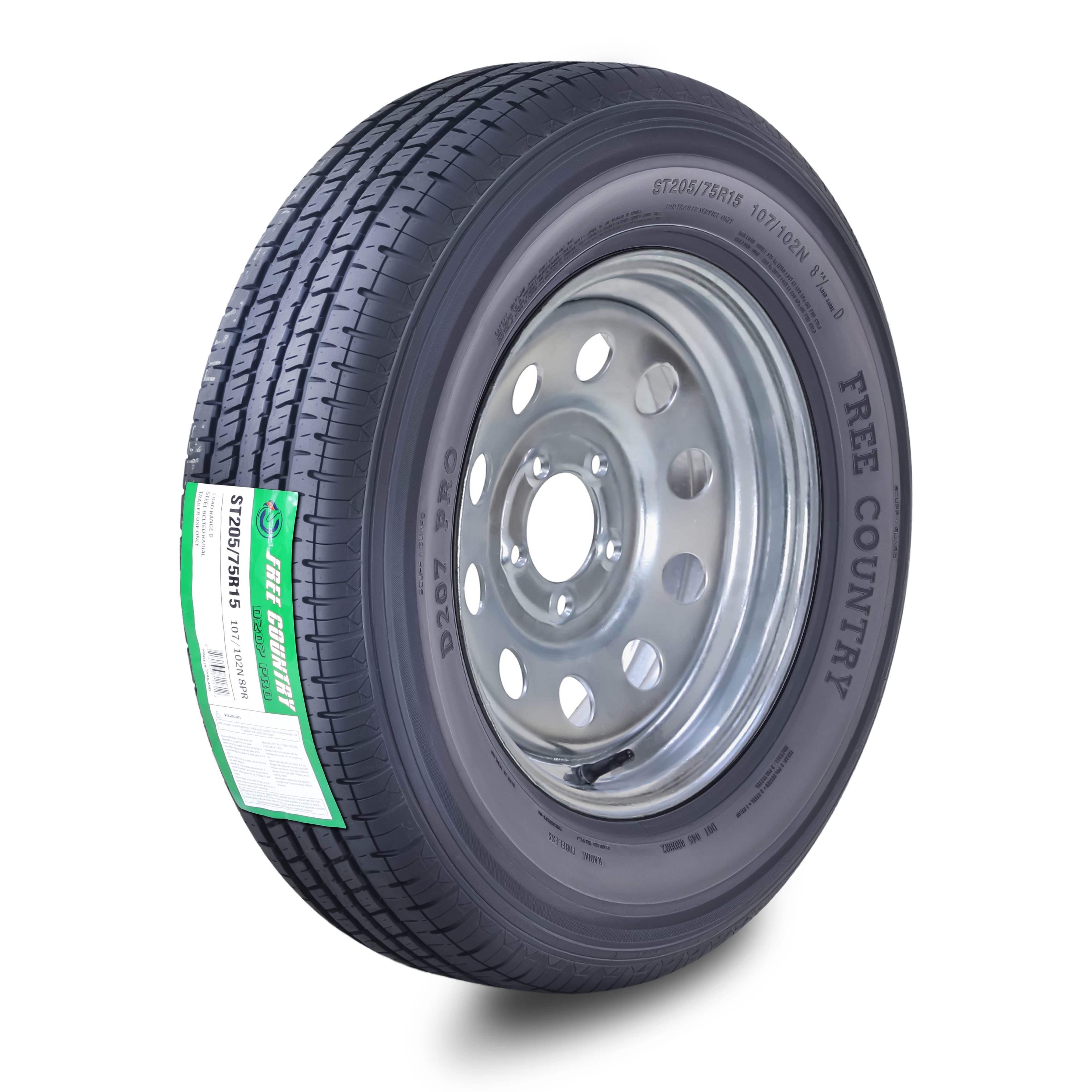 Free Country Trailer Tire and Wheel Assembly (ST205/75R15, 8-Ply, 5 Lug on 4.5 in) 966ck