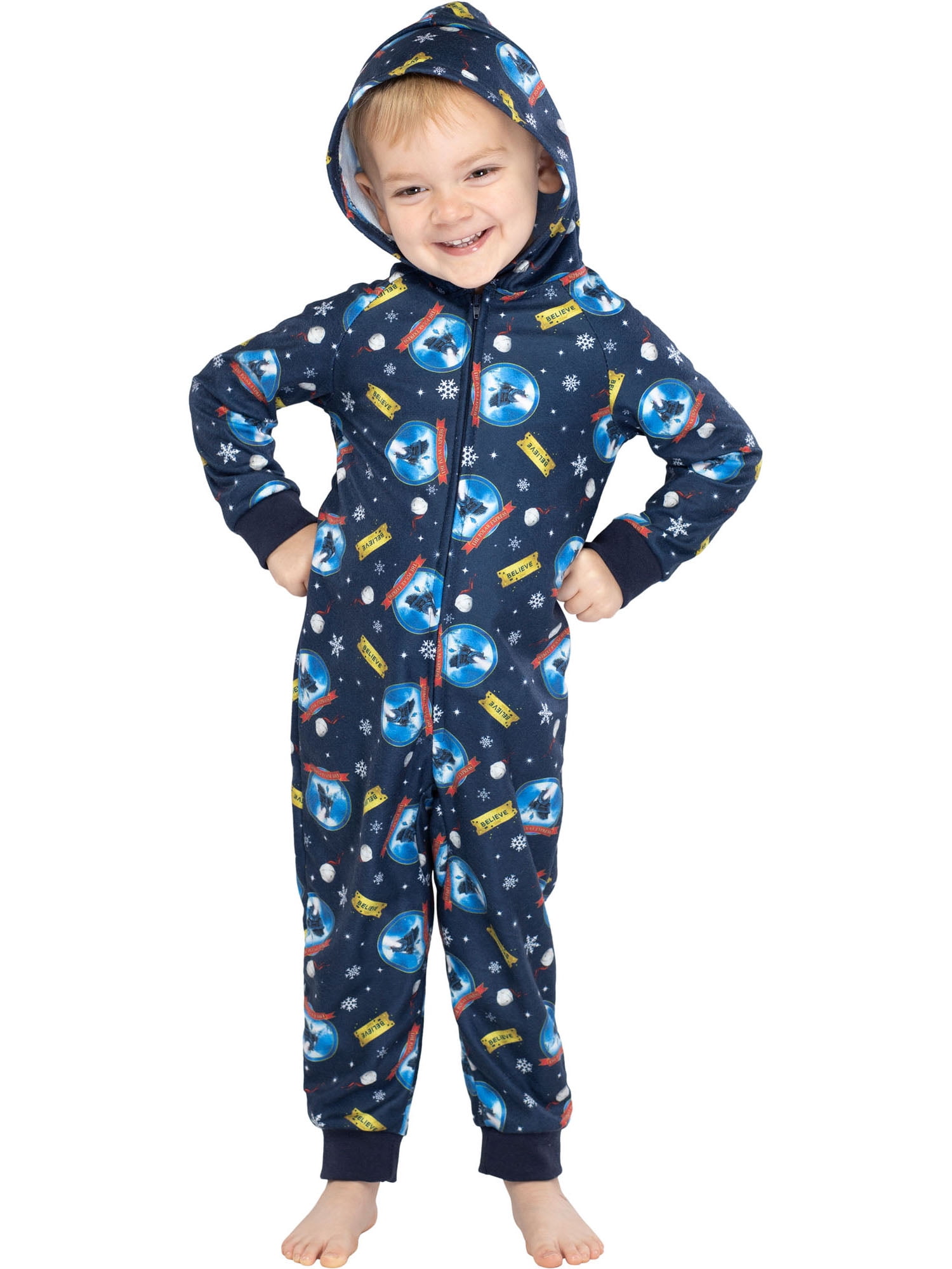 PJammy The Polar Express Toddler Kids' Hooded Footless One-Piece Pajama (Blue, 3T) eevop