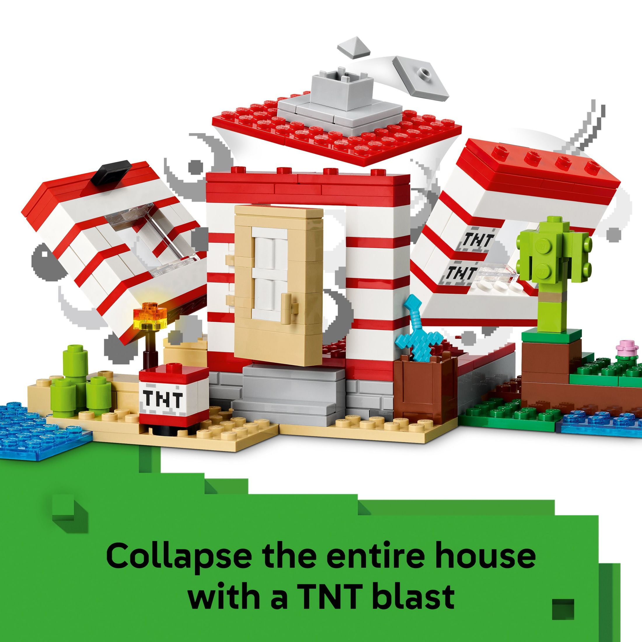 LEGO Minecraft The TNT Jungle House Building Set with Steve and Creeper Minifigures (287 Pieces) 90yzg