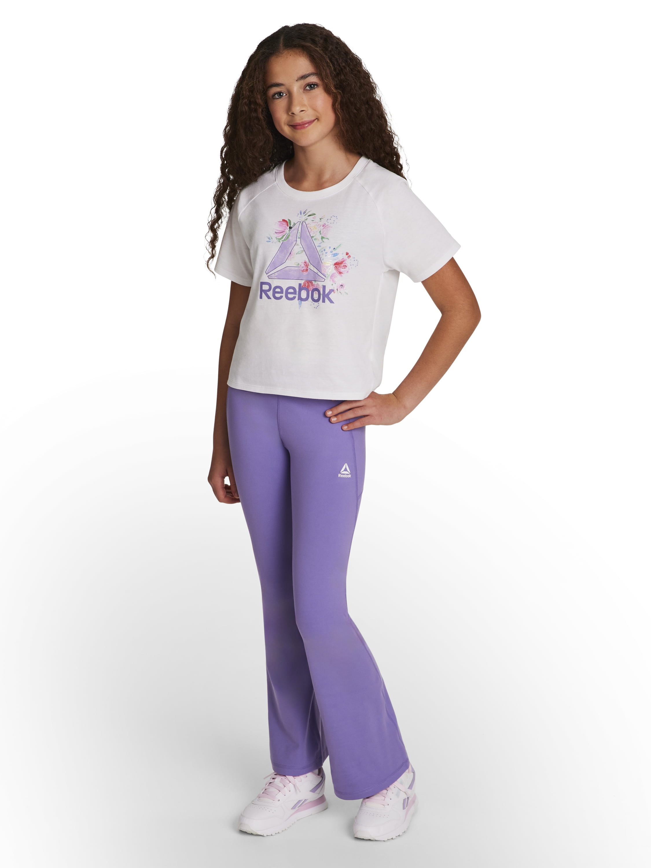 Reebok Girls Athletic Boxy Short Sleeve Graphic T-Shirt (White, S) 1nhbk