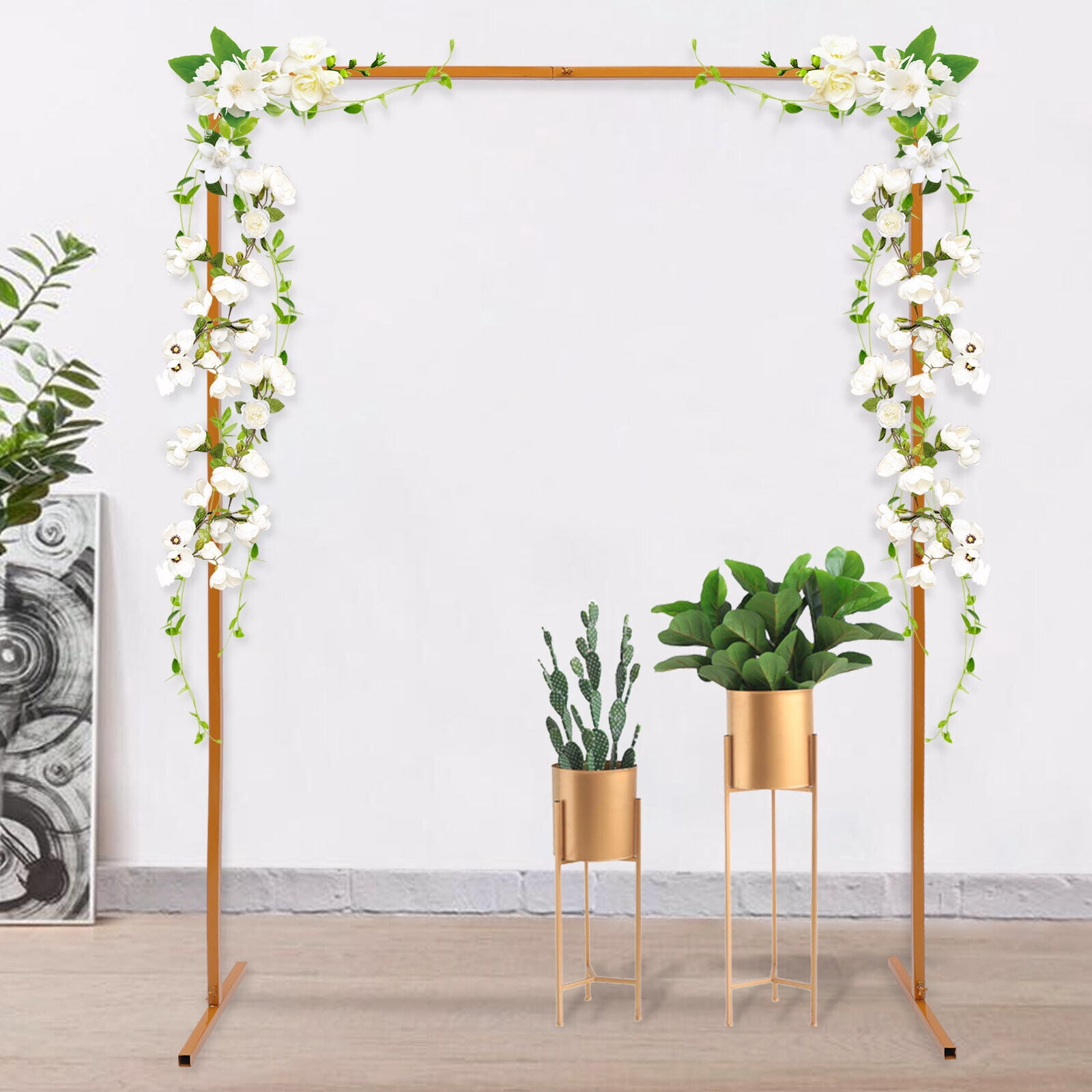 Unbranded Gold Rectangular Wedding Arch Stand for Balloon and Flower Backdrop Decor (6.6 ft) 6mhyi