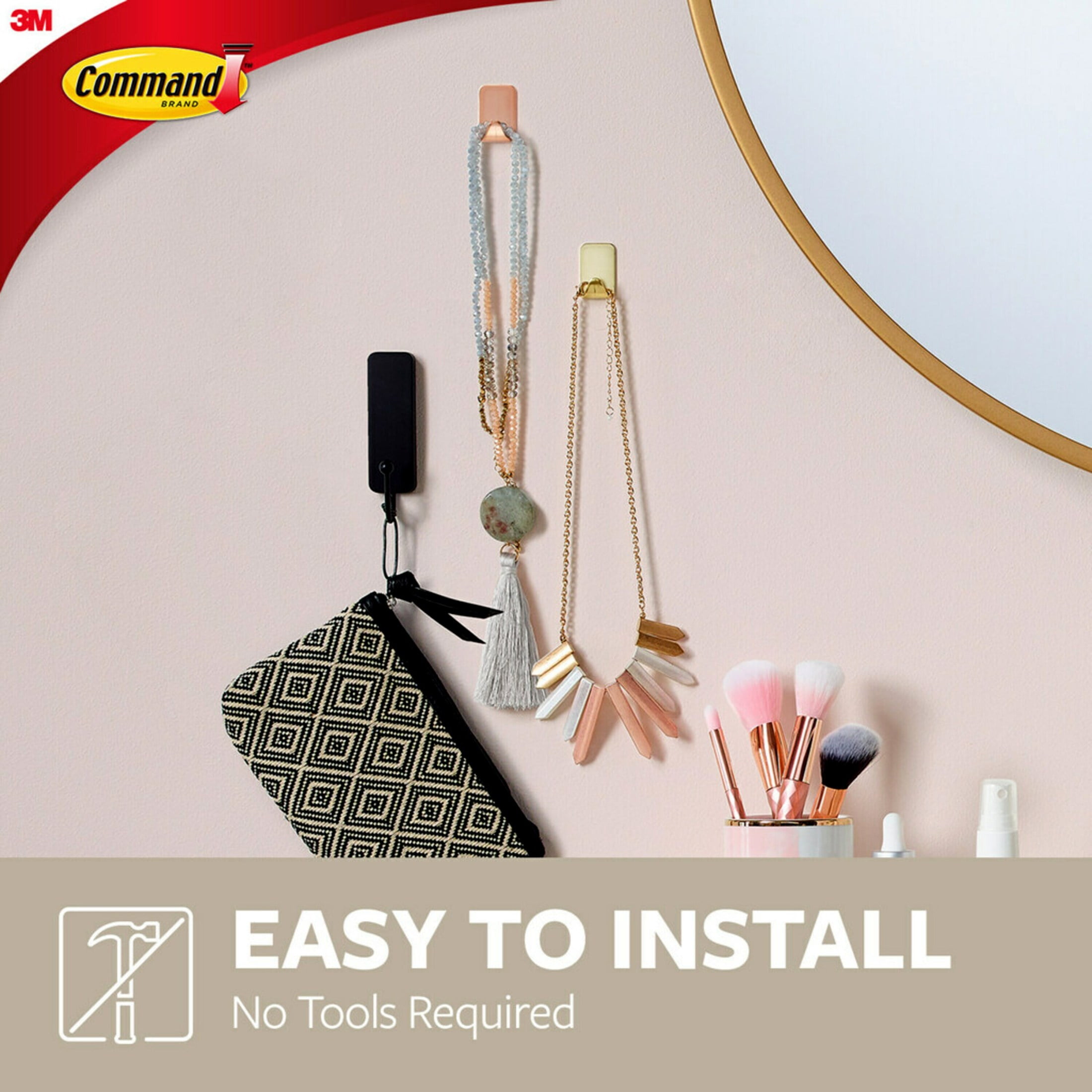 Command Small Metallic Hooks Brass (4 Pack, 6 Hooks, 8 Strips) a1ejs