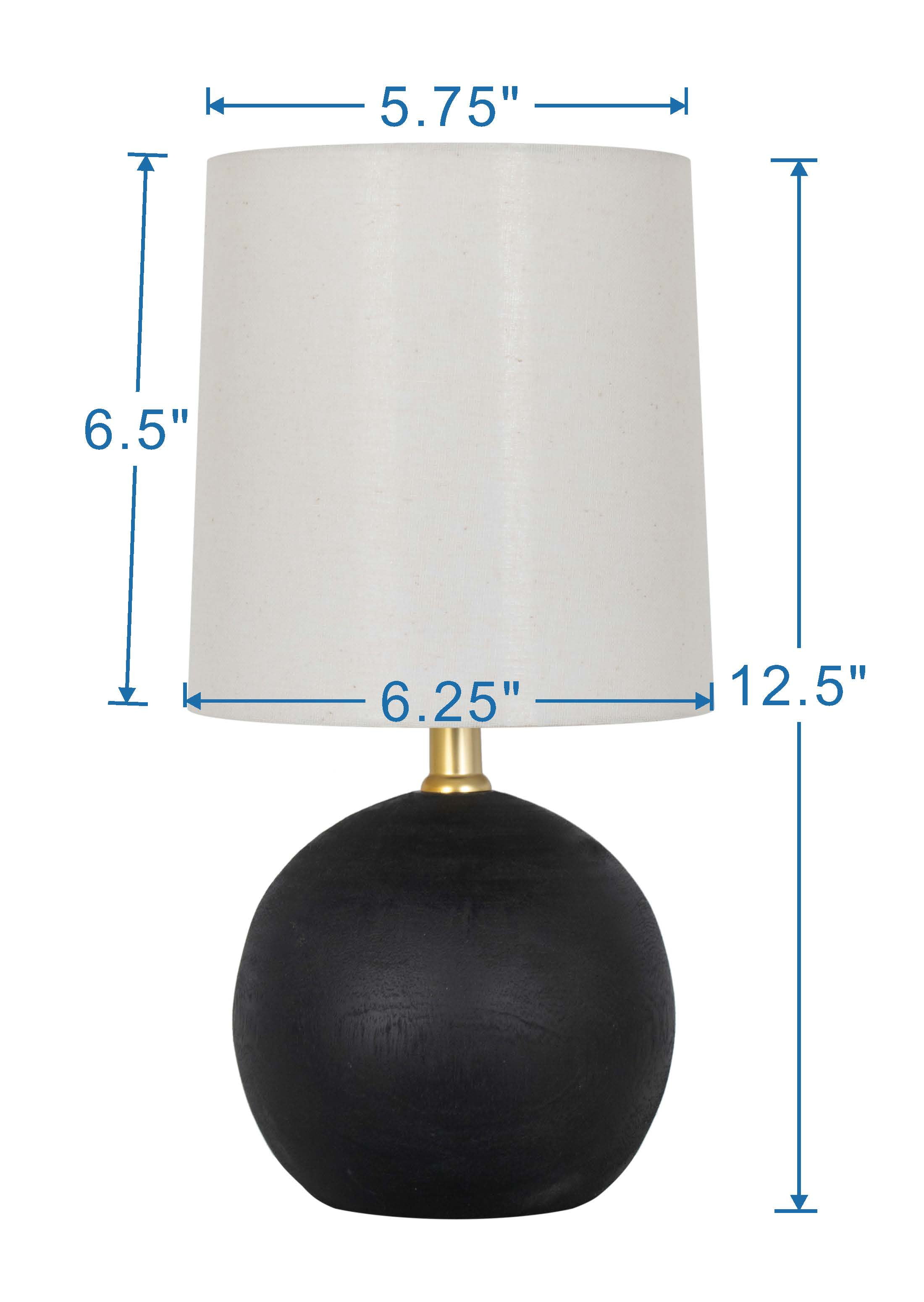 Mainstays Mini Wood Ball Table Lamp with Fabric Shade (Black, 12.5 in) quxco