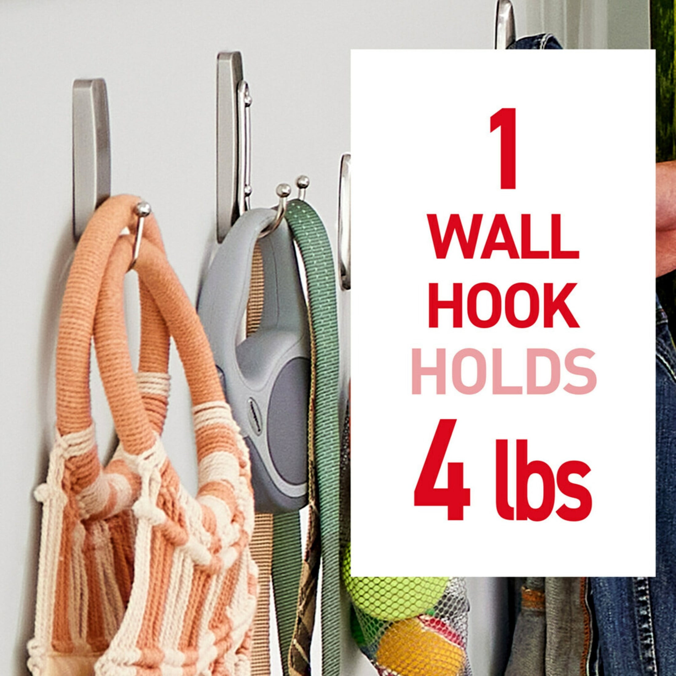 Command Large Double Wall Hooks, Damage-Free Adhesive Hanging, Brushed Nickel (3 Pack, 2 Hooks Per Pack) qhh0r