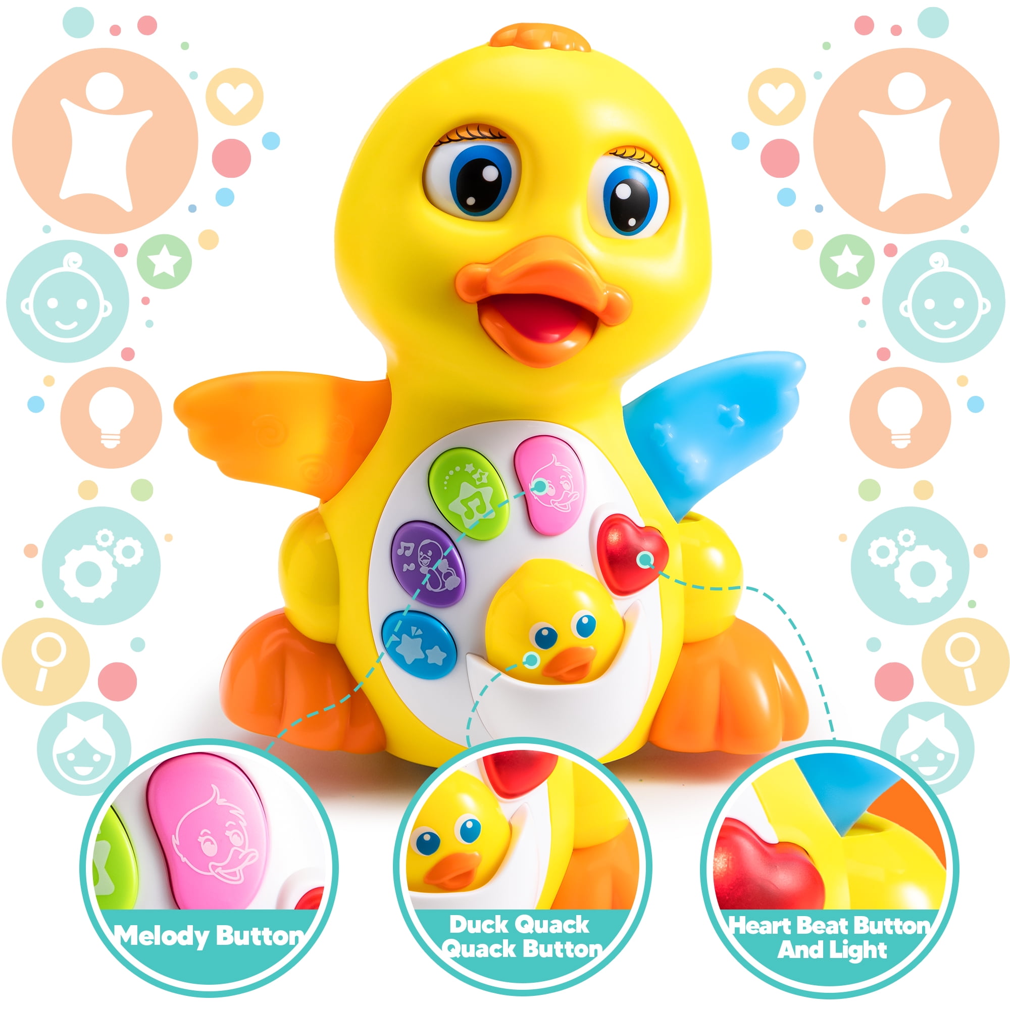 Joyfy Musical Dancing Walking Duck Toy for Toddlers, Interactive Learning Toy with Lights and Sounds (Yellow, 1 Count) se3ps
