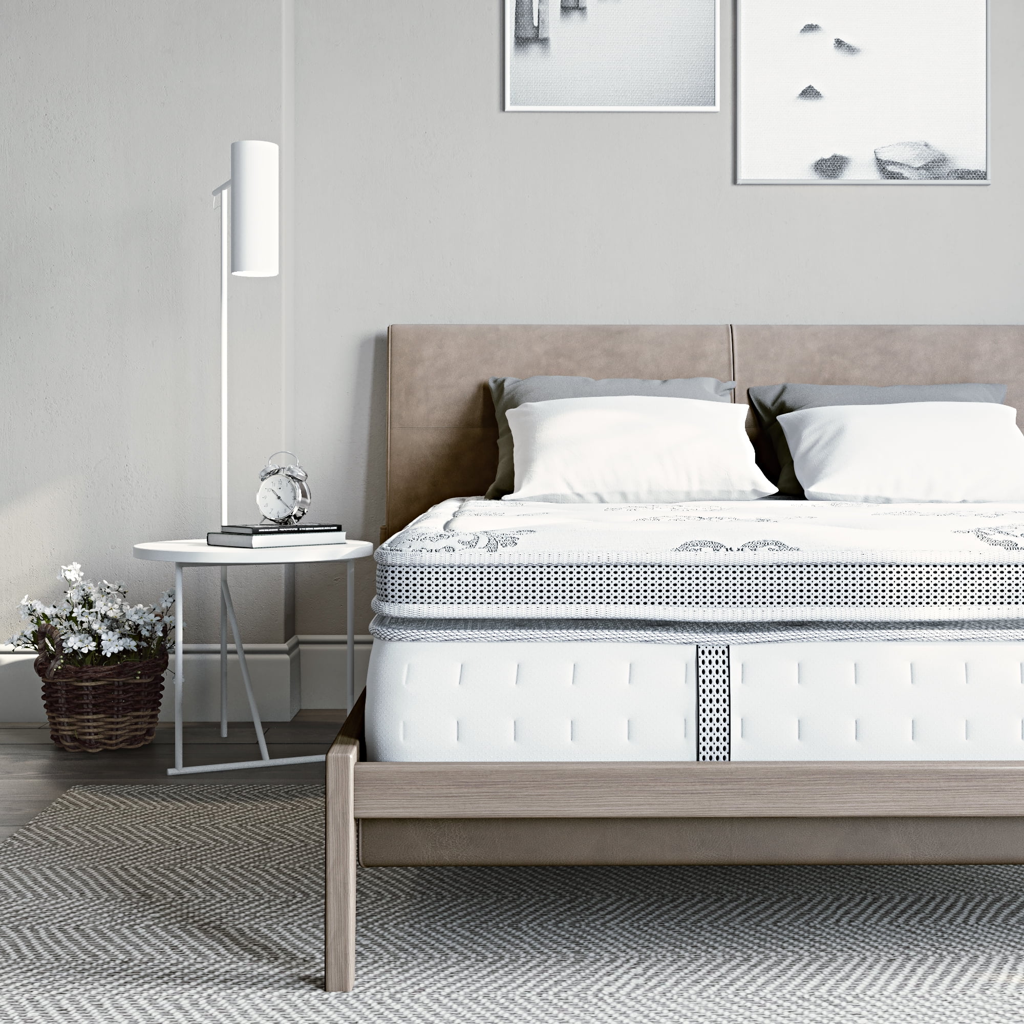 Cool Gel Gramercy 14 in Full Pillow Top Hybrid Mattress (White, Full) n1y30