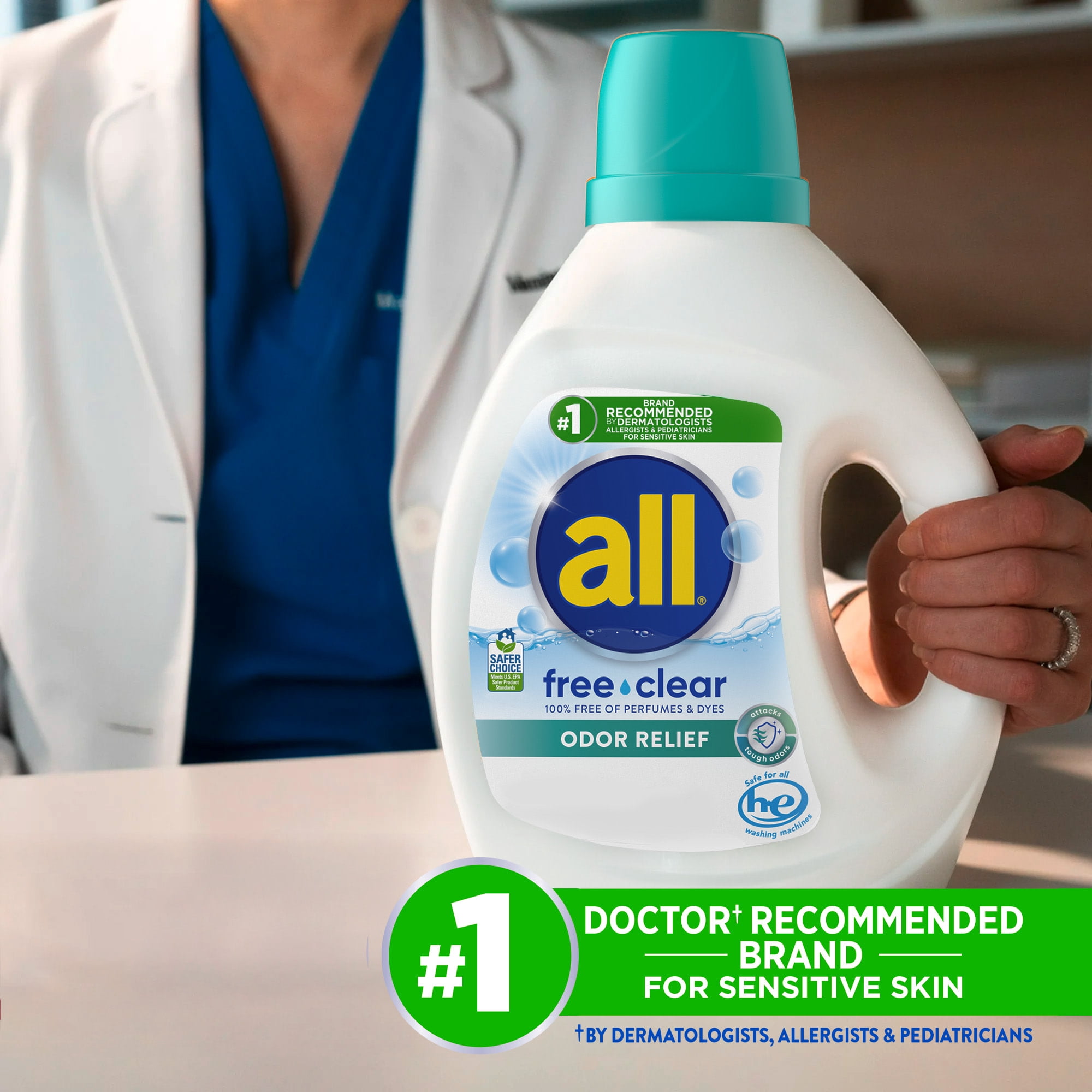 all Free Clear Liquid Laundry Detergent, Odor Relief for Sensitive Skin (Clear, 118 oz) nrke5