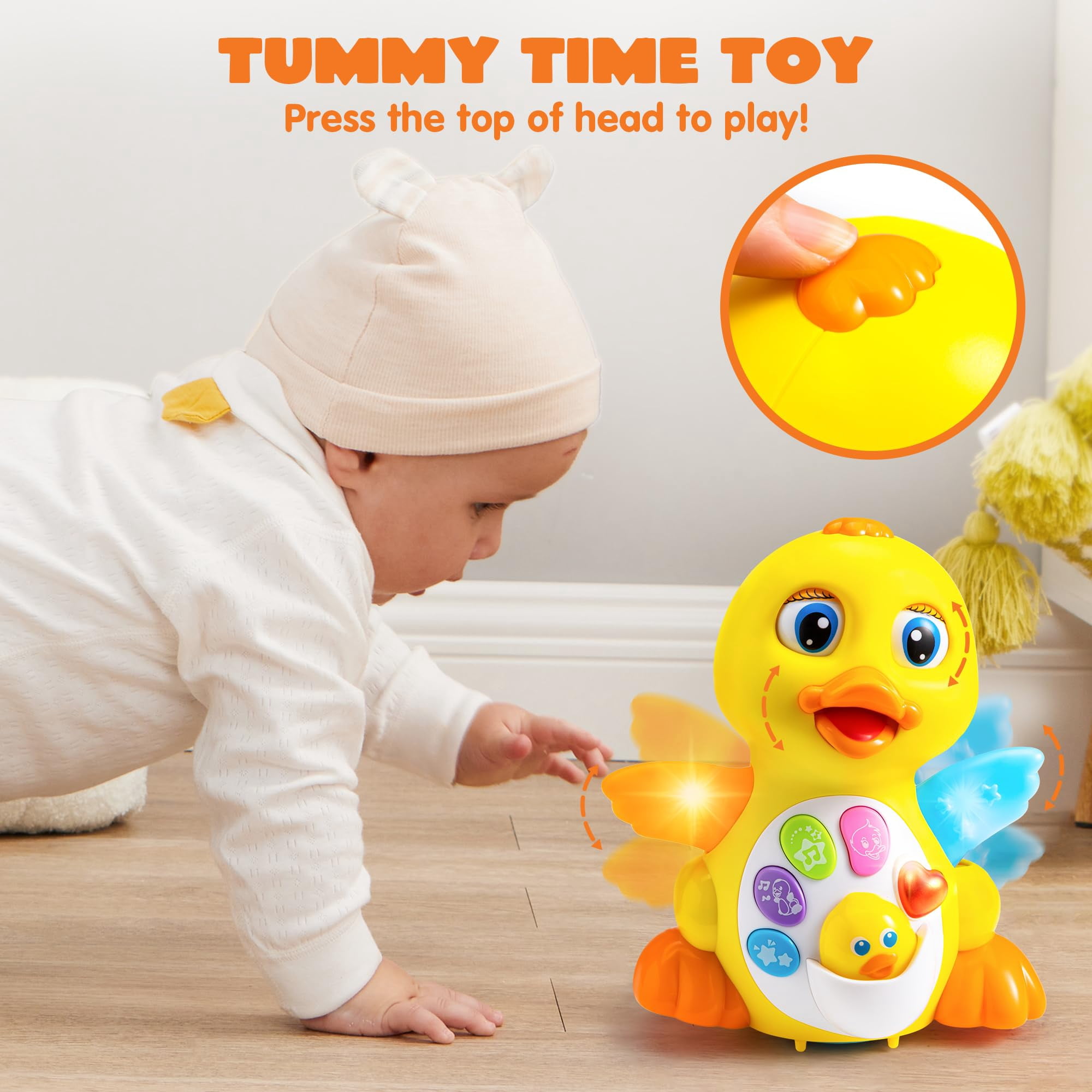Joyfy Musical Dancing Walking Duck Toy for Toddlers, Interactive Learning Toy with Lights and Sounds (Yellow, 1 Count) se3ps