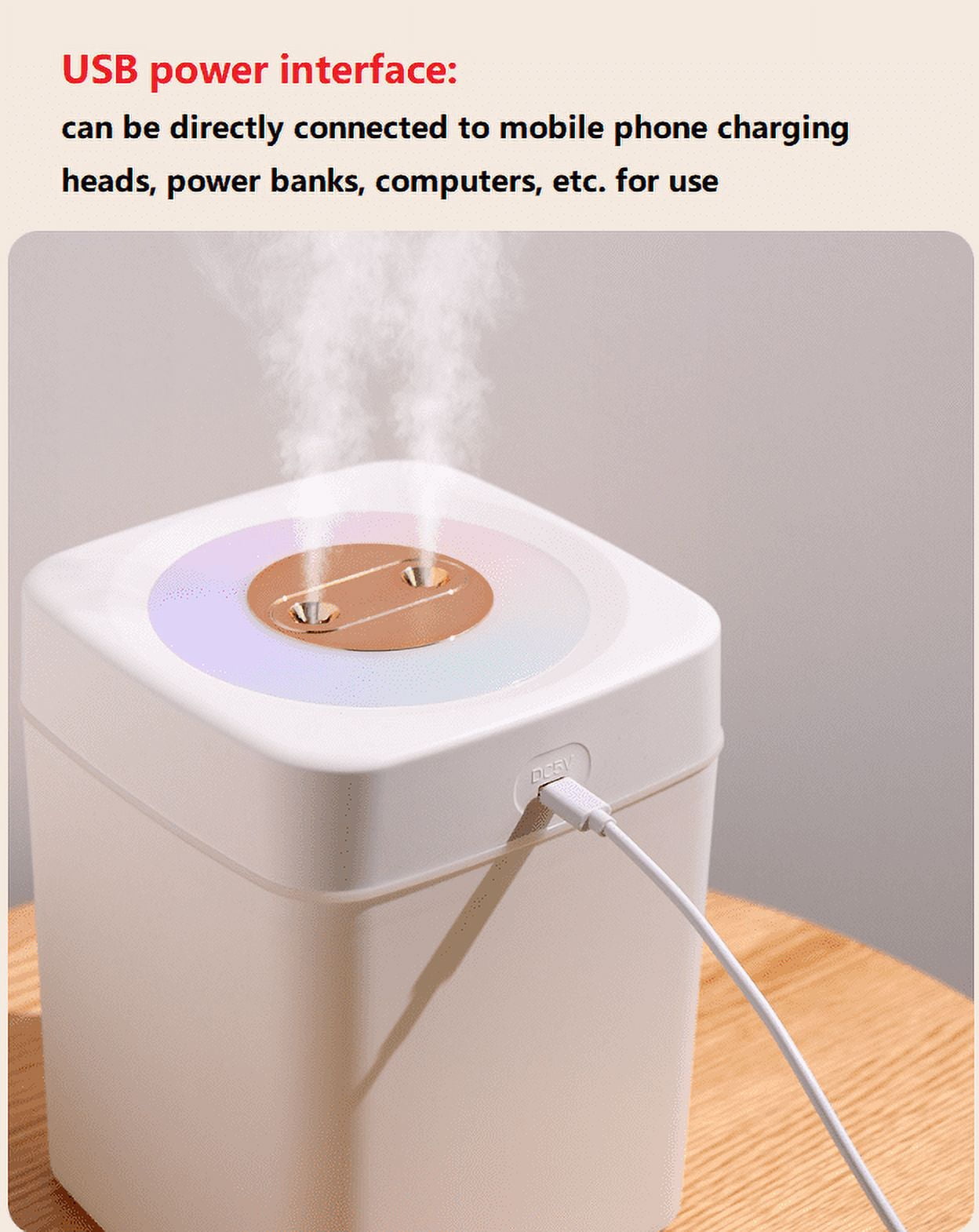 HHENGYISOUL Large Room Humidifier, Top Fill Ultrasonic Mist Maker with Dual Spray Ports and Night Light (White, 101 fl oz) 1uexa