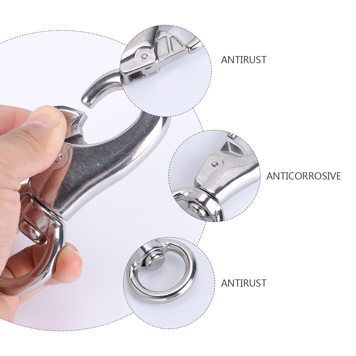 HOMOYOYO 360 Degree Swivel Hammock Hook Heavy Duty Metal Hanger for Patio Swing (Silver, 1 Pack) e16gq
