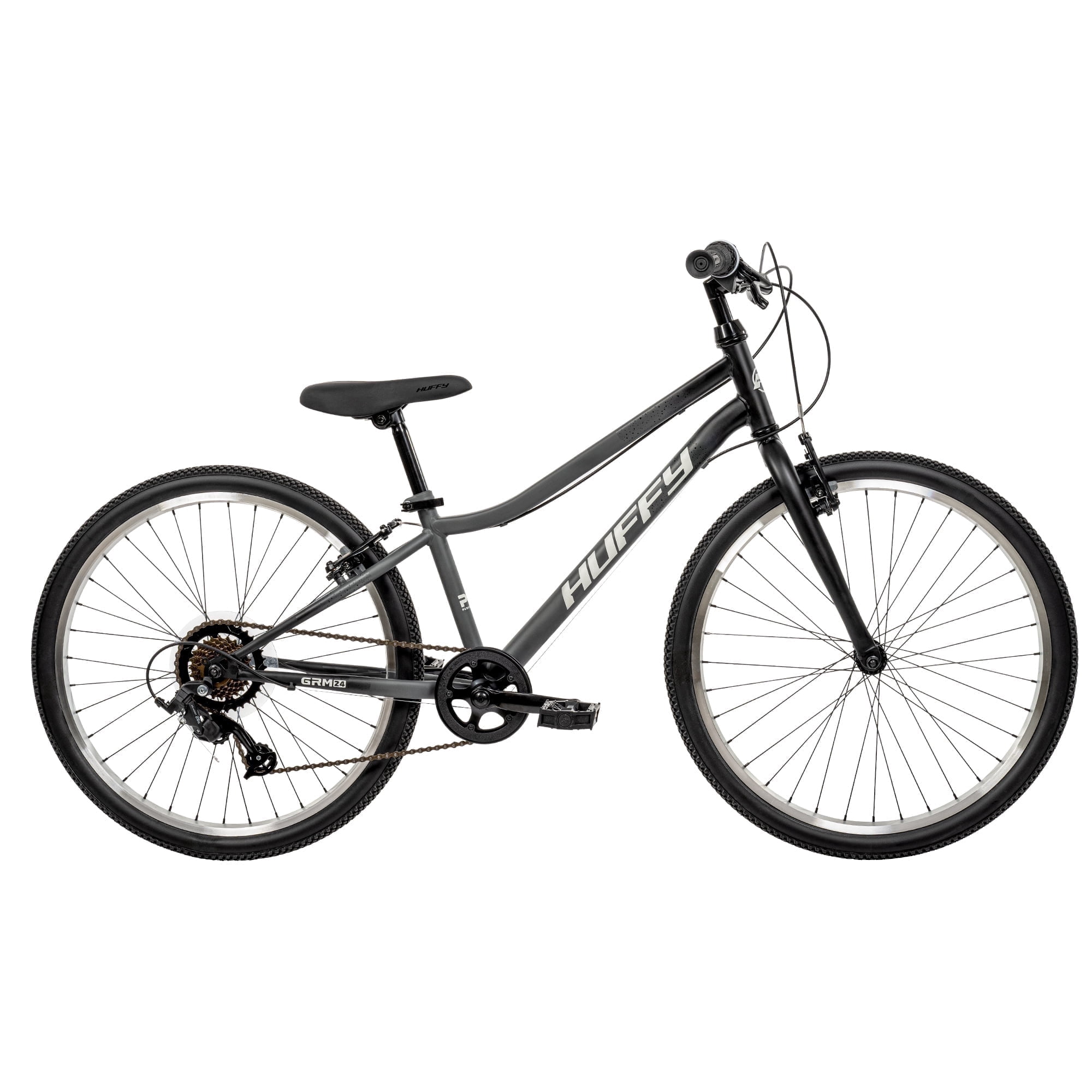 Huffy 24-Inch GRM Kids Bike, 7-Speed Drivetrain, Perfect Fit Frame, Dual Hand Brakes (Cool Gray, 24 in) baefv