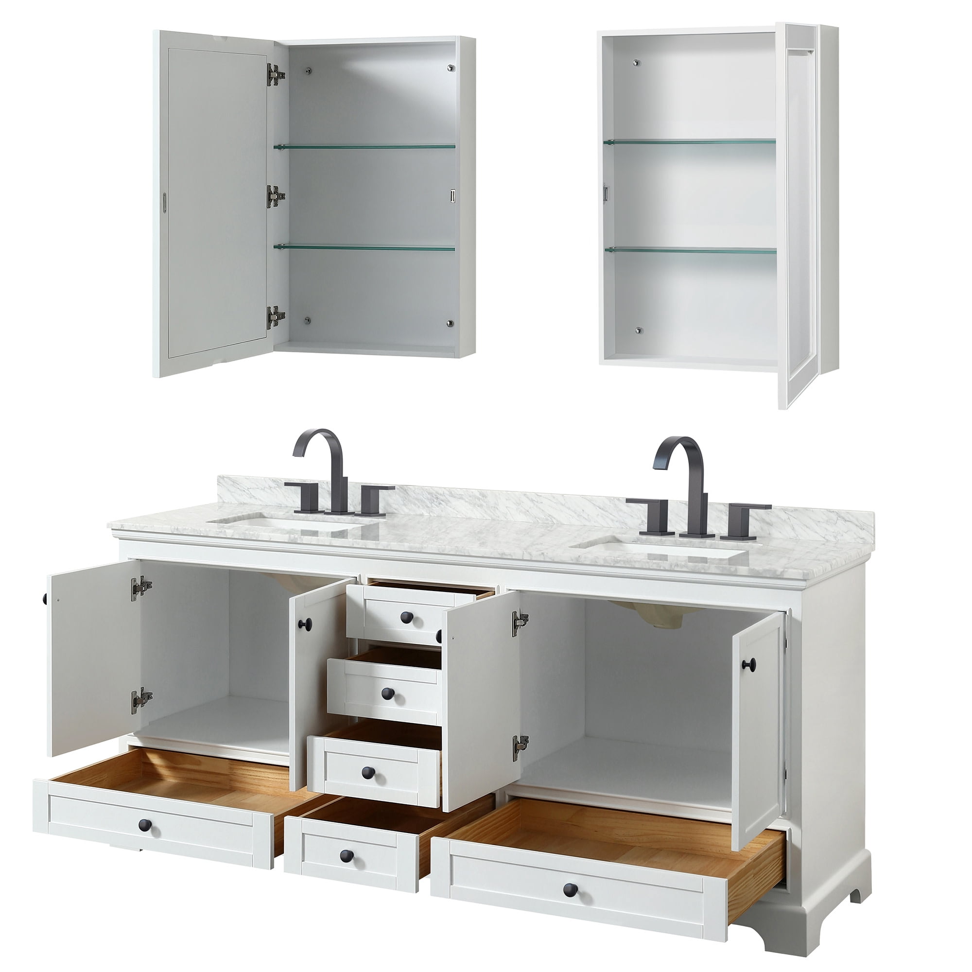 Wyndham Collection Deborah 80 in Free Standing Double Vanity Set (White, 80 in) 45cj5