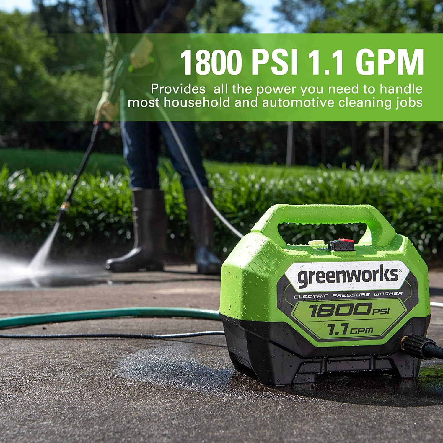 Greenworks 1800 PSI Electric Pressure Washer with Turbo Nozzle (1.1 GPM) xden7