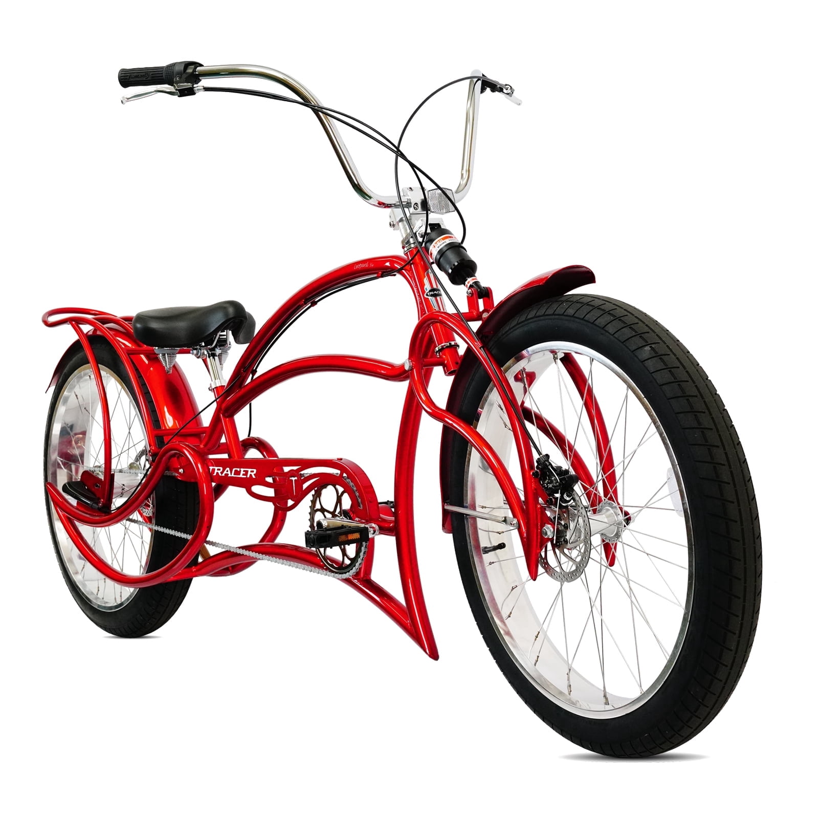 Tracer Bikes Leopard 3i Pro Chopper Stretch Cruiser Bike (Red, 26 in) xhln5