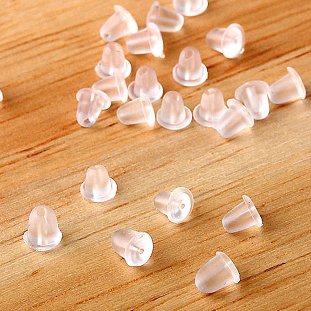 Elenxs Earring Safety Back Stoppers for Fish Hook Earrings (Clear, 100 Pack) 0e8bp