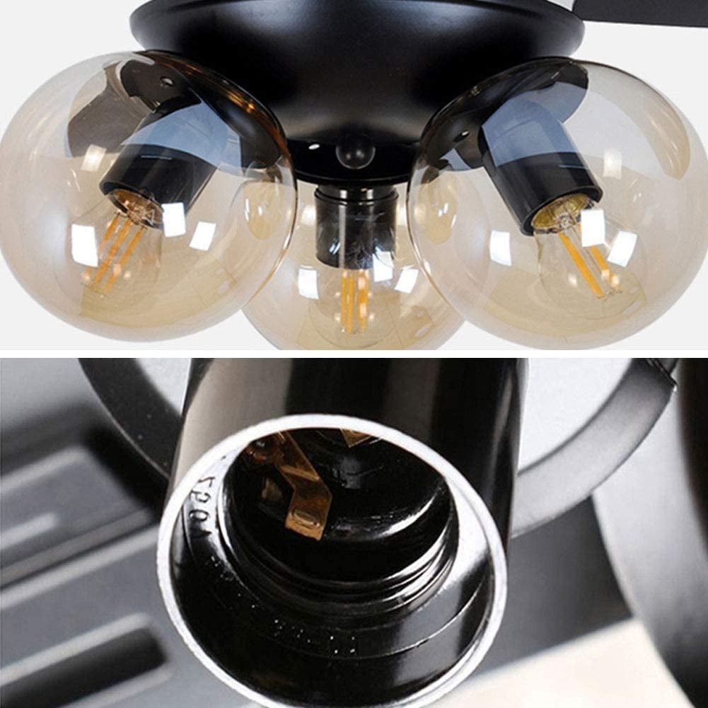 Oukaning LED Ceiling Fan Chandelier with Wooden Blades and Remote Control (Black, 42 in) 1blet