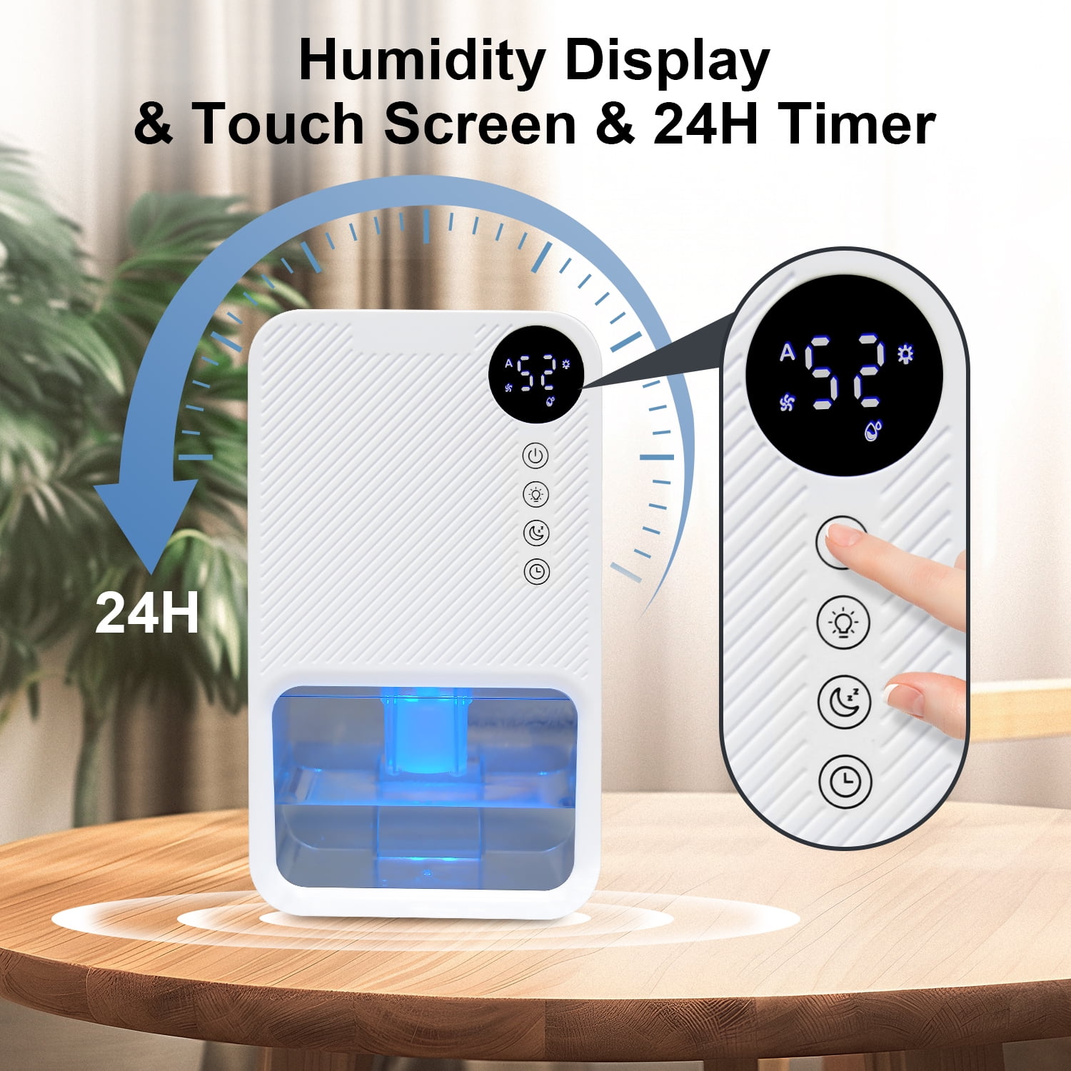 Zacenei Portable Dehumidifier for Home, Quiet Small Room Air Dryer with Auto Shut-Off & 7-Color LED (White) 3vbij
