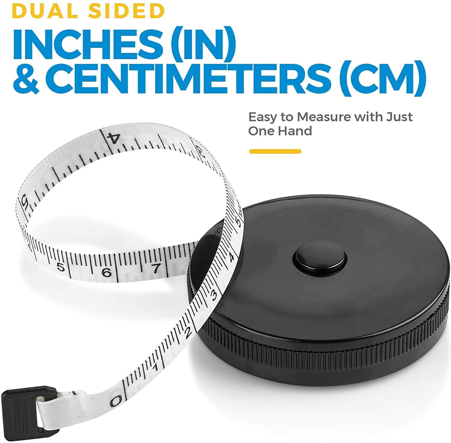 MEDca Retractable Body Measuring Tape for Fitness and Weight Loss (Black, 60 in, 2 Pack) gzsen