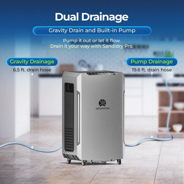 Argendon Commercial Dehumidifier, 70 PPD Energy Star Moisture Control for Basement and Industrial Use (Grey, 1000 sq ft) 2g5vv