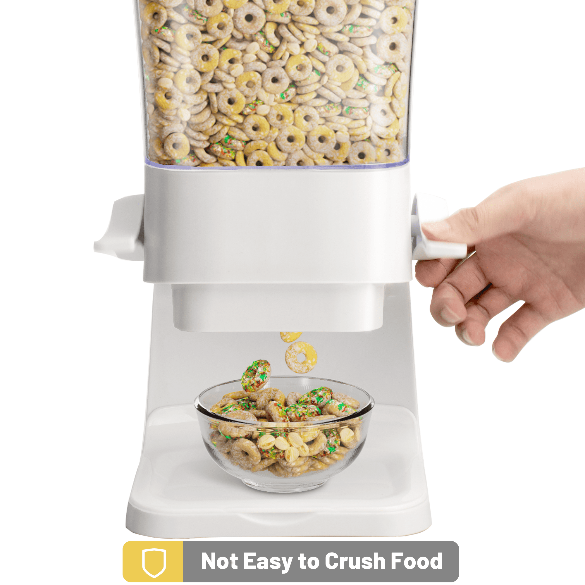Kusmil Cereal Dispenser Countertop Storage Container for Dry Food, Rice, and Grains (White, 16.7 in x 6.3 in x 6.3 in) 2yraj