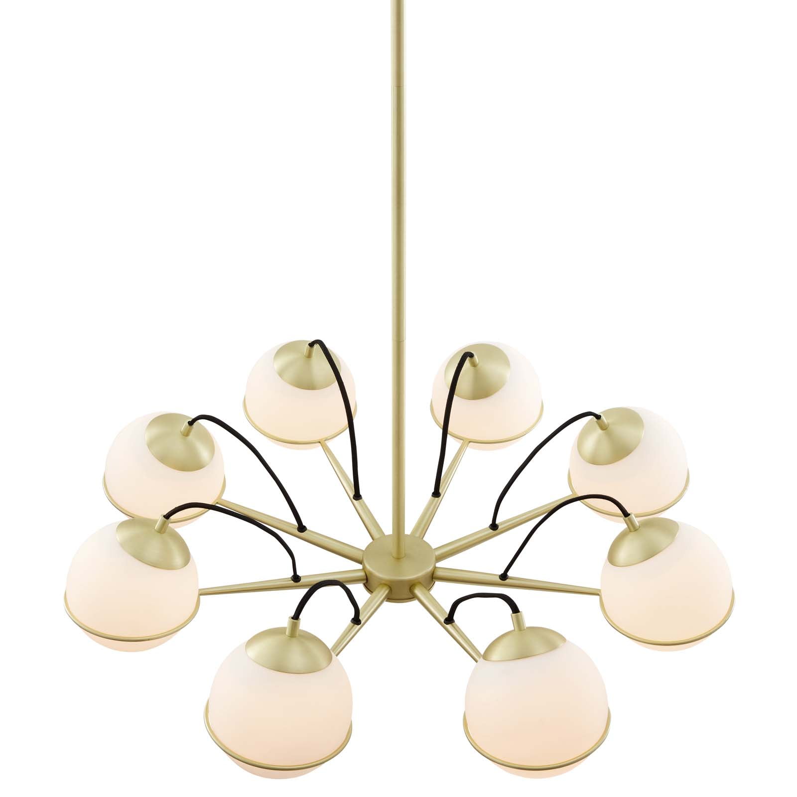 Modway Hanna 8-Light Chandelier Mid-Century Modern Ceiling Fixture (Opal Gold, 31.5 in) 646kk