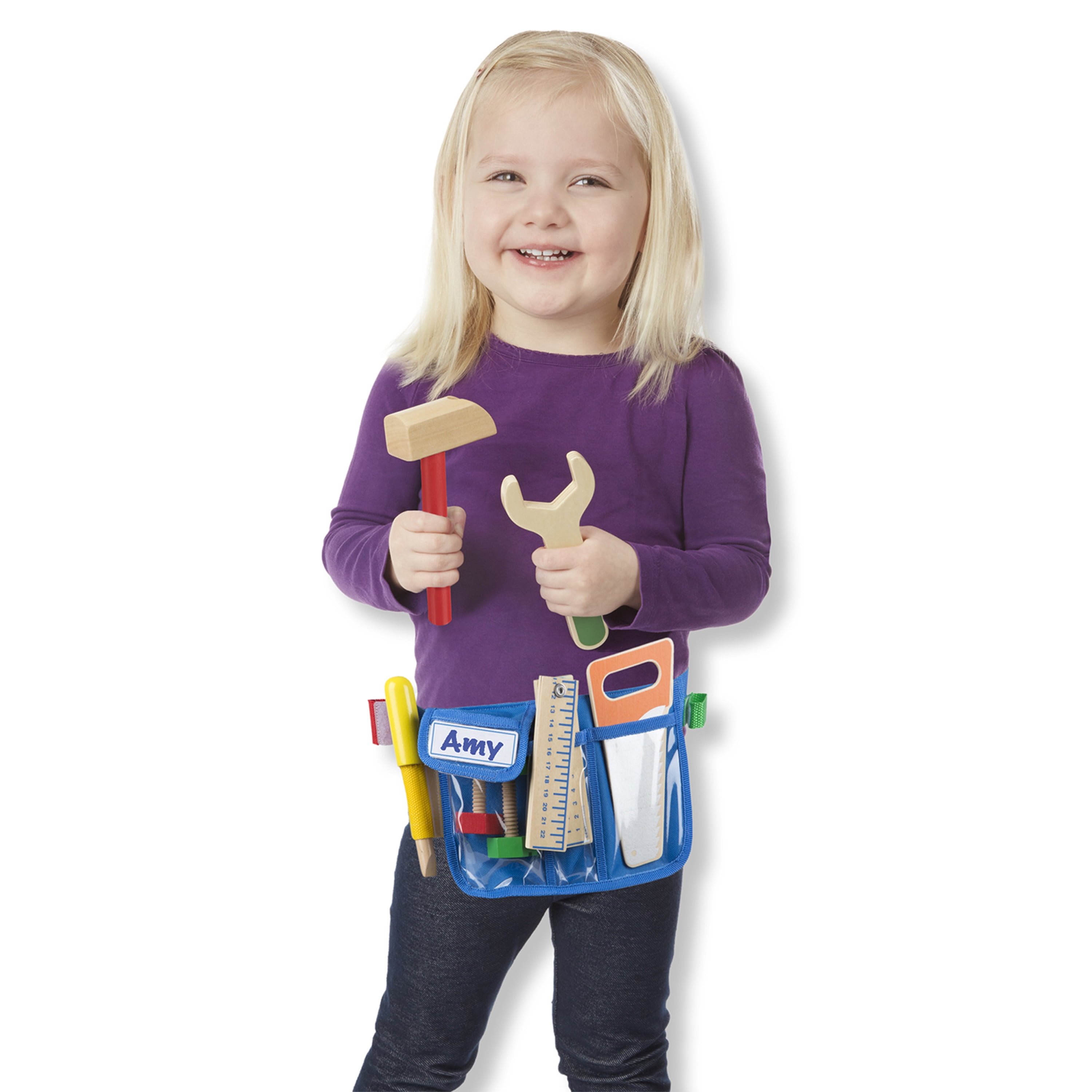 Melissa & Doug Deluxe Tool Belt Set with Wooden Construction Toys (14 Piece Set) y1twz