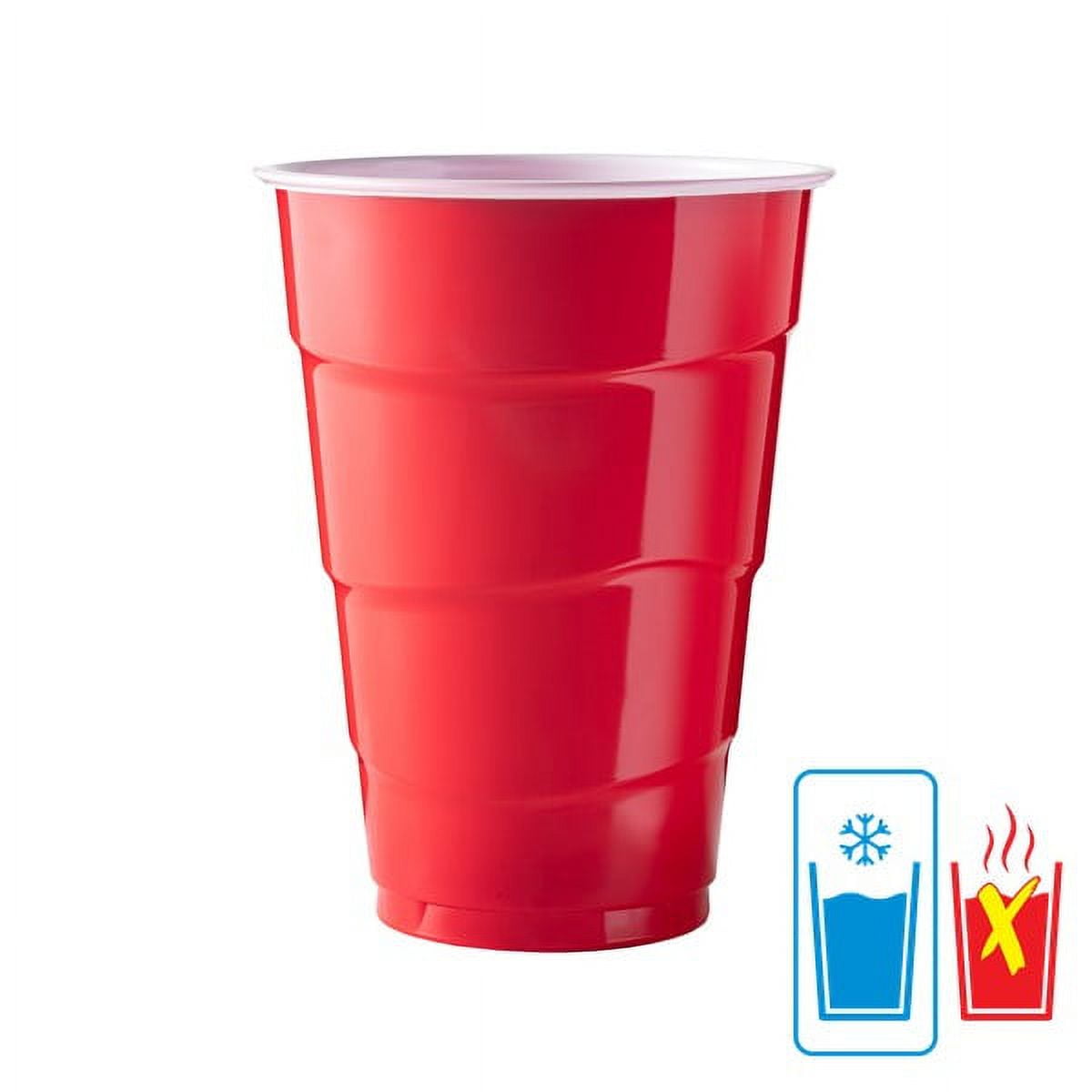 Great Value Disposable Plastic Party Cups, Durable Ridged Grip Design (Red, 18 oz, 100 Count) 125vr