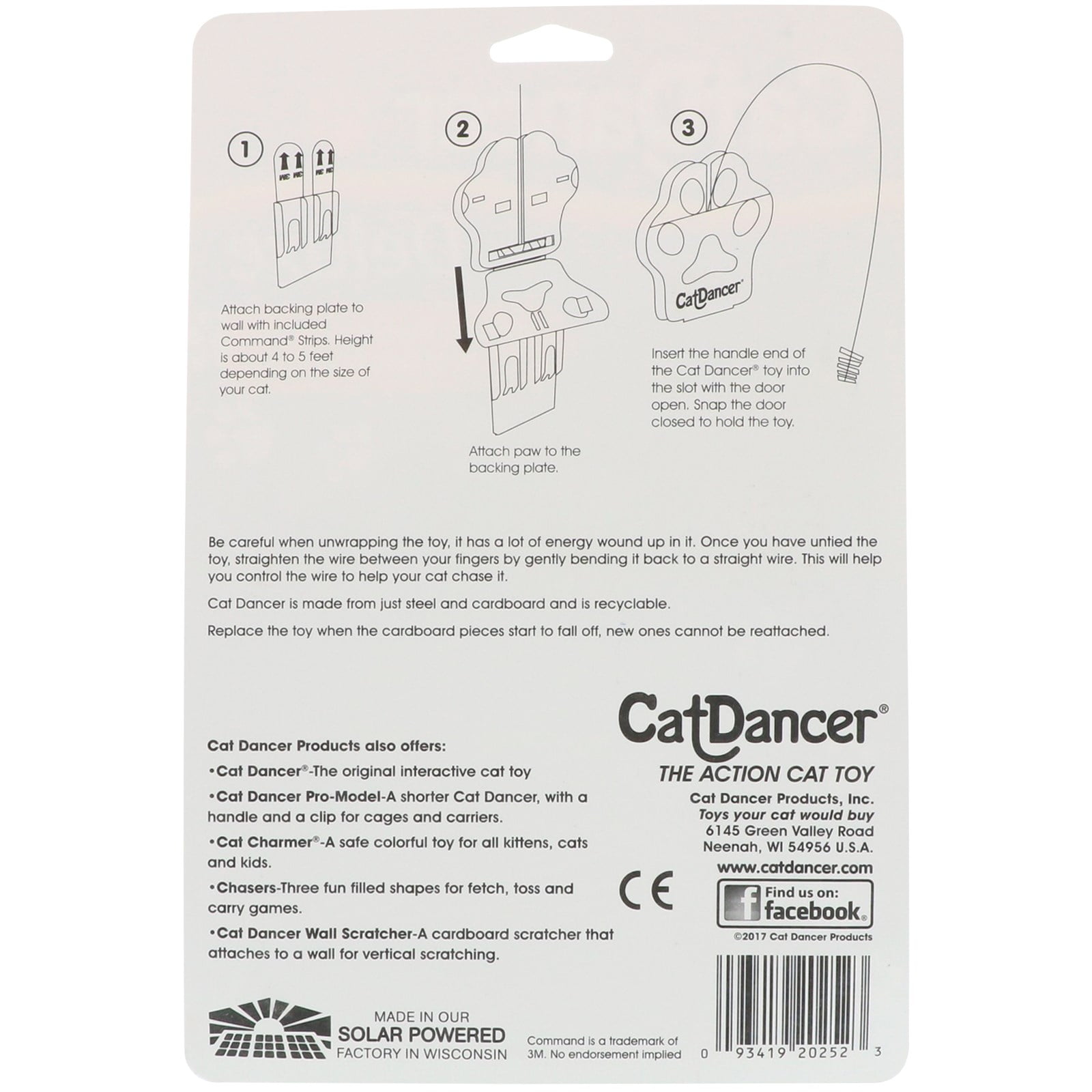 Cat Dancer Deluxe Interactive Wand Cat Toy with Wall Paw (Assorted, 1 Pack) ey3wt