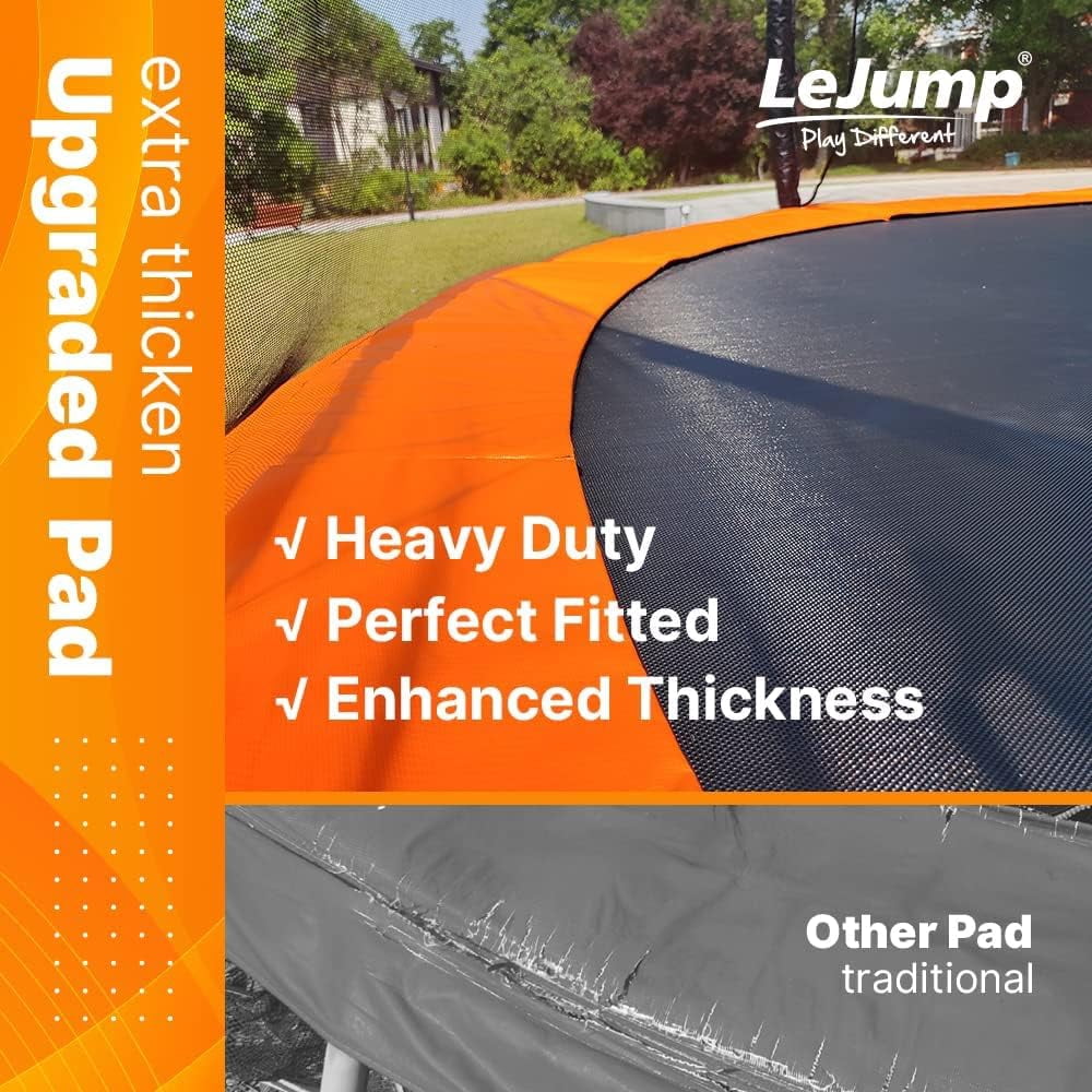 LeJump Flora Springless Recreational Trampoline with Enclosure Net (Orange, 14 ft) 4ez16