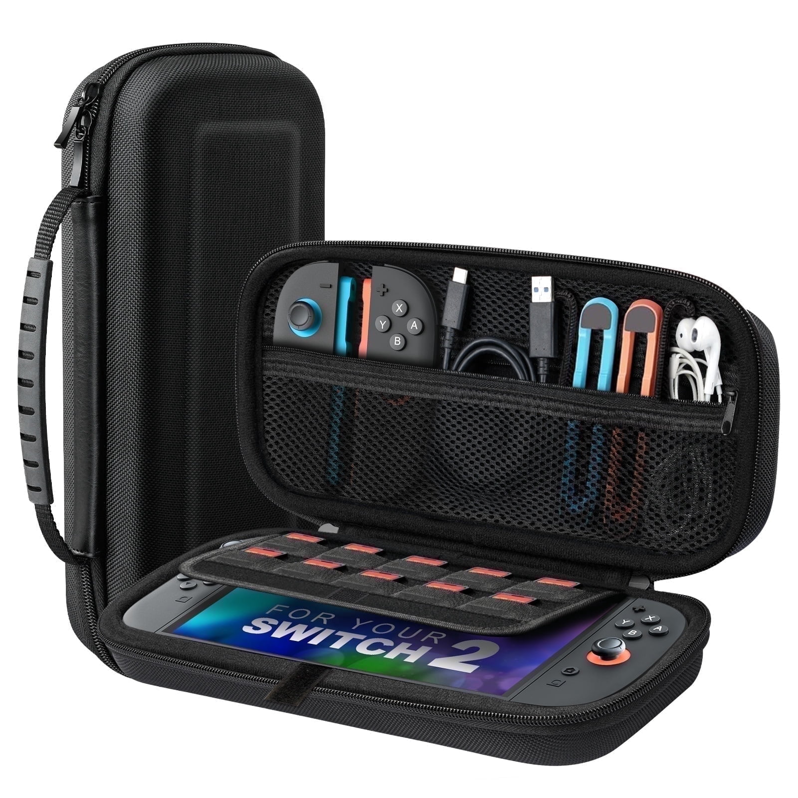 TiMOVO Hardshell Carrying Case for Nintendo Switch 2, Waterproof Travel Organizer with 10 Game Card Slots (Black) 4osu4