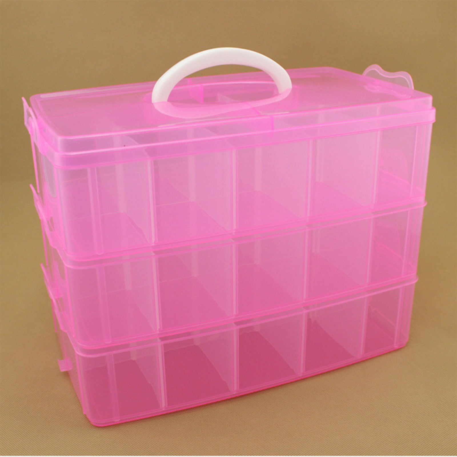 Loetky 30-Compartment Plastic Storage Organizer with Transparent Lid (Clear, 10.5 in x 6.5 in x 2.5 in) bvttp